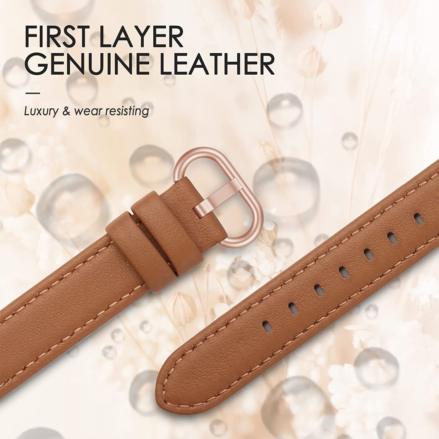 SWEES Leather Band Compatible for Apple Watch 38Mm 40Mm 41Mm, Slim Thin Dressy Elegant Genuine Leather Strap Compatible for Iwatch Series 8, 7, 6, 5, 4, 3, 2, 1, SE, Sport & Edition Women, Brown  SWEES   