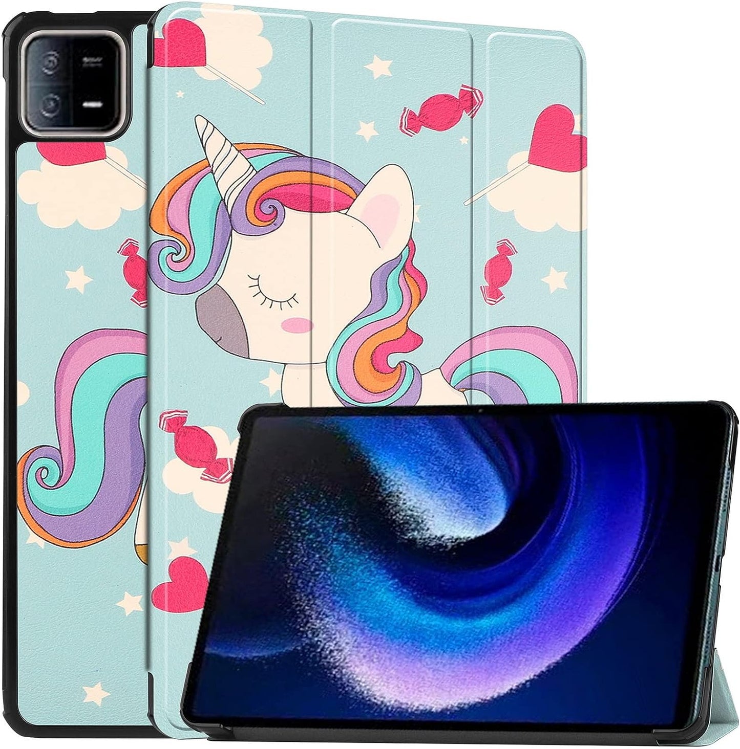Dwaybox Case for Xiaomi Pad 6/Xiaomi Pad 6 Pro 2023 11.0 Inch, Folio Slim Lightweight Hard Shell Smart Protective Cover with Multi-Angle Stand -Dark Blue  DWaybox Unicorn Xiaomi Pad 6 11.0 Inch 