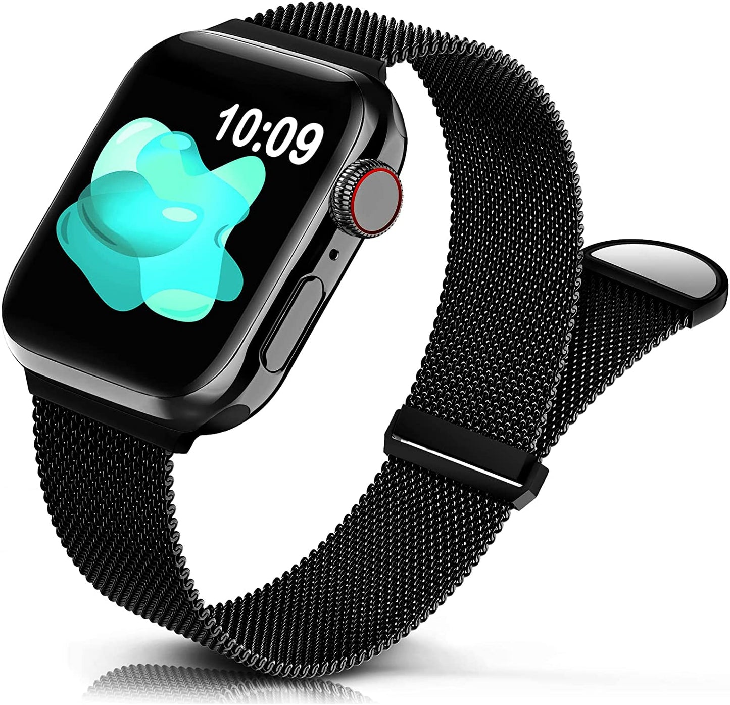 Sunnywoo Metal Stainless Steel Band Compatible with Apple Watch Bands 38Mm 40Mm 41Mm 42Mm 44Mm 45Mm 49Mm,Metal Loop Adjustable Magnetic Strap for Iwatch Series Ultra 8 7 6 5 4 3 2 SE 1 for Women Men  Sunnywoo A:Dark Black 38/40/41 mm 