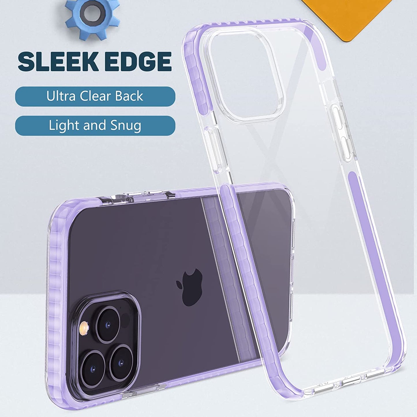 MATEPROX Compatible with Iphone 14 Pro Max Case Clear Thin Slim Crystal Transparent Cover Shockproof Bumper Case for Iphone 14 Pro Max 6.7" 2022(Purple)  MATEPROX   