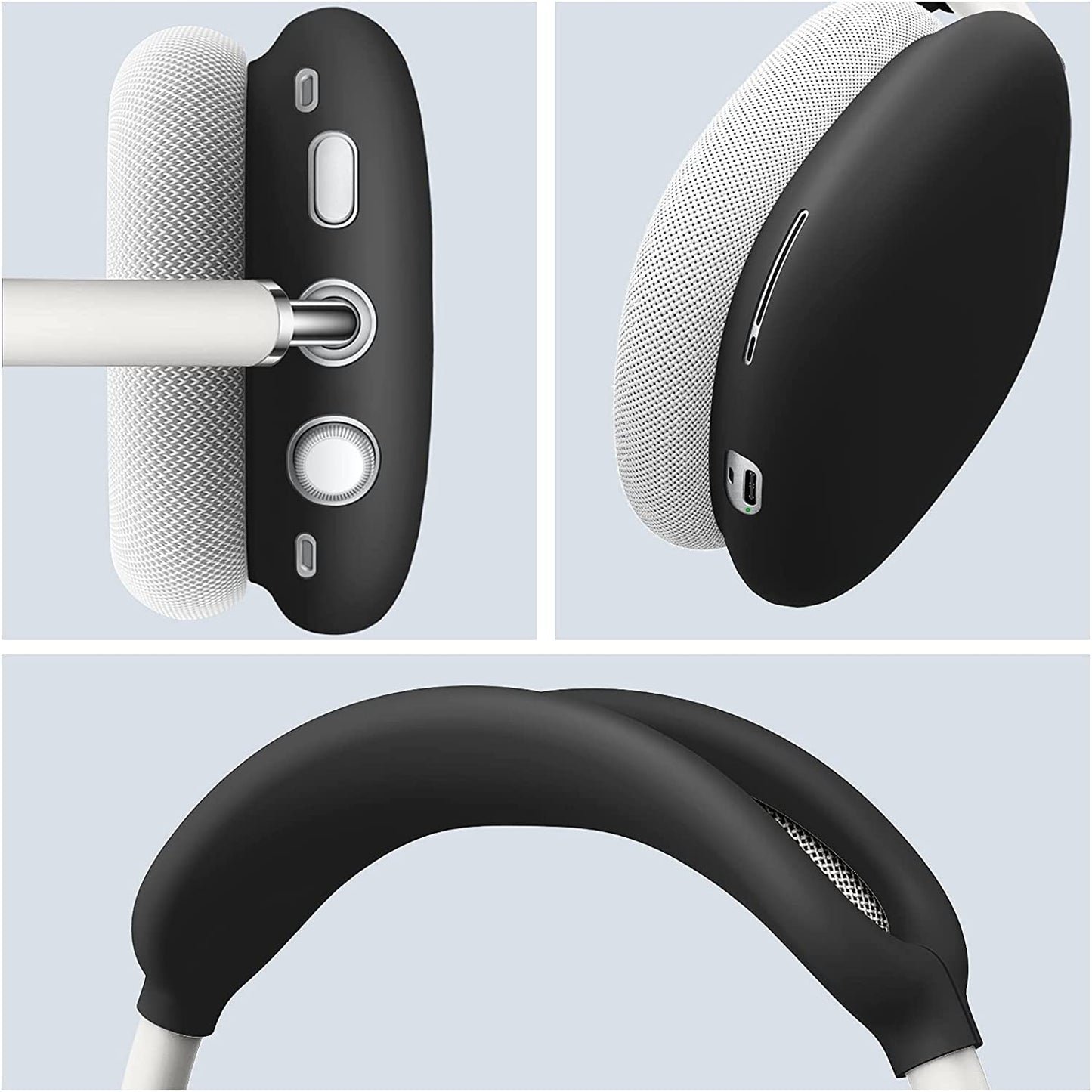 Fintie Silicone Case Cover for Airpods Max Headphones, Anti-Scratch Ear Cups Cover and Headband Cover for Airpods Max, Accessories Skin Protector for Airpods Max (Black)  FINTIE   