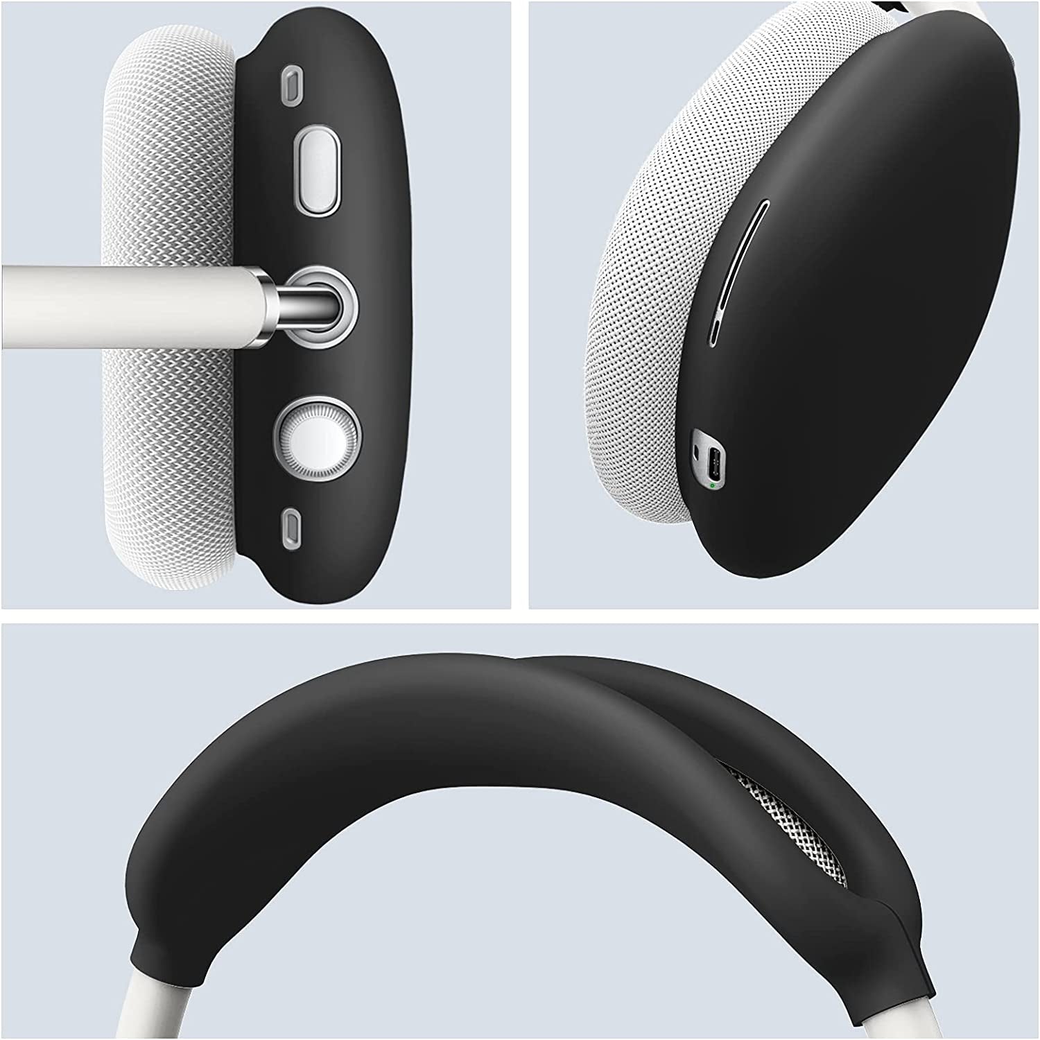 Fintie Silicone Case Cover for Airpods Max Headphones, Anti-Scratch Ear Cups Cover and Headband Cover for Airpods Max, Accessories Skin Protector for Airpods Max (Black)  FINTIE   