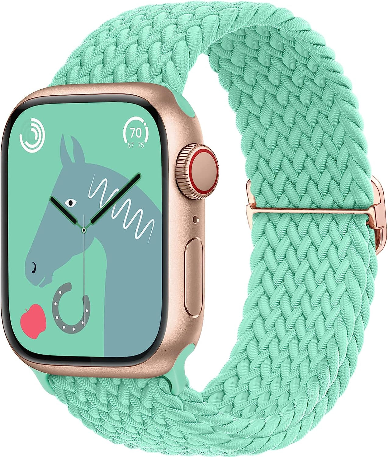 Transjoy Braided Stretchy Adjustable Watch Band for Apple Watch Band 38Mm 40Mm 41Mm 42Mm 44Mm 45Mm for Women Men, Soft Nylon Elastic Straps Solo Loop Wristbands for Iwatch Series 8 7 6 SE 5 4 Ultra  TransJoy Turquoise 38MM/40MM /41MM 
