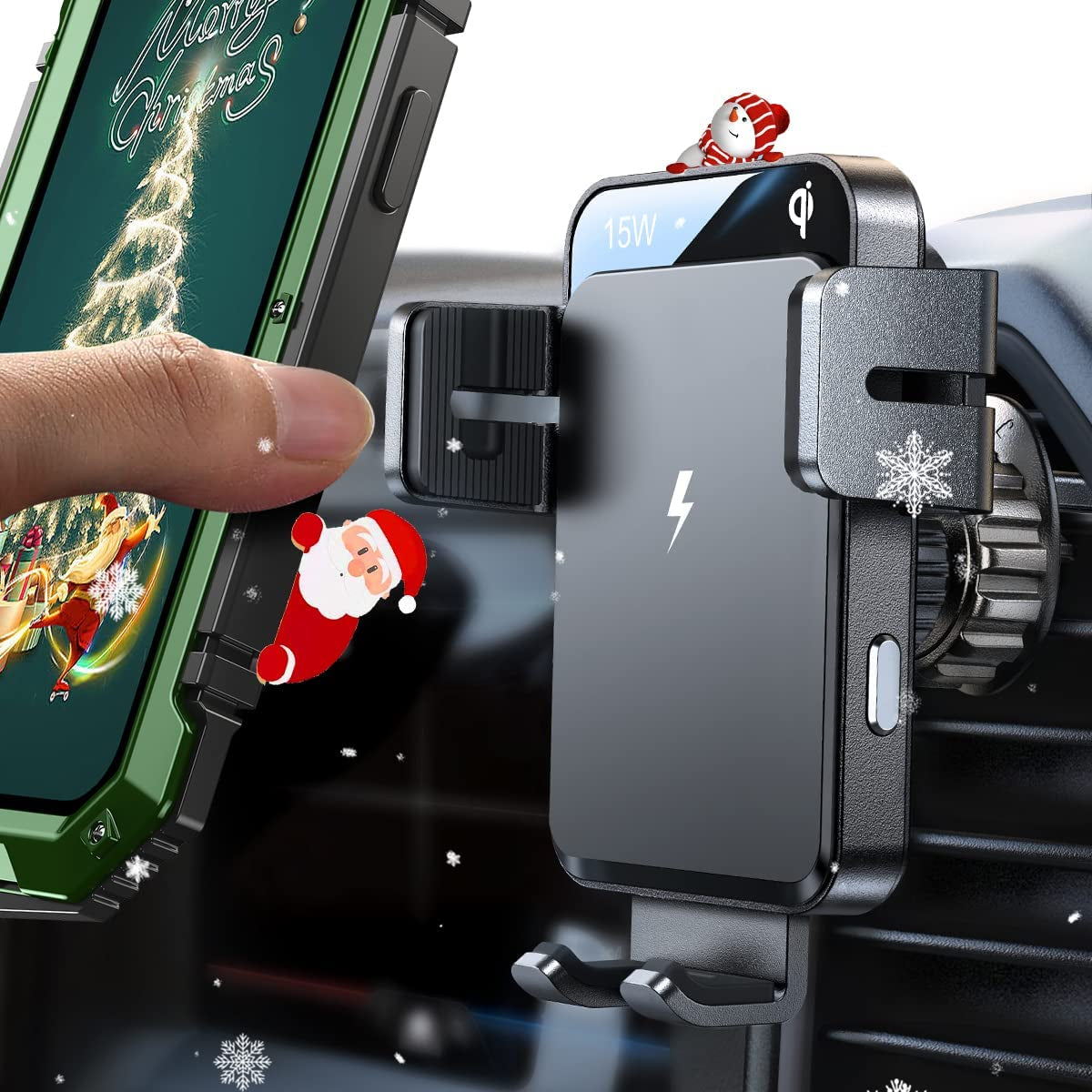Wireless Car Charger,15W Qi Fast Charging Car Charger Phone Holder Mount, Auto-Clamping Alignment Windshield Dashboard Air Vent Cell Phone Holder for Iphone 13 12 11 Pro Max XS 8, Galaxy S22/S20+ Etc  JOYROOM GRAPHITE  