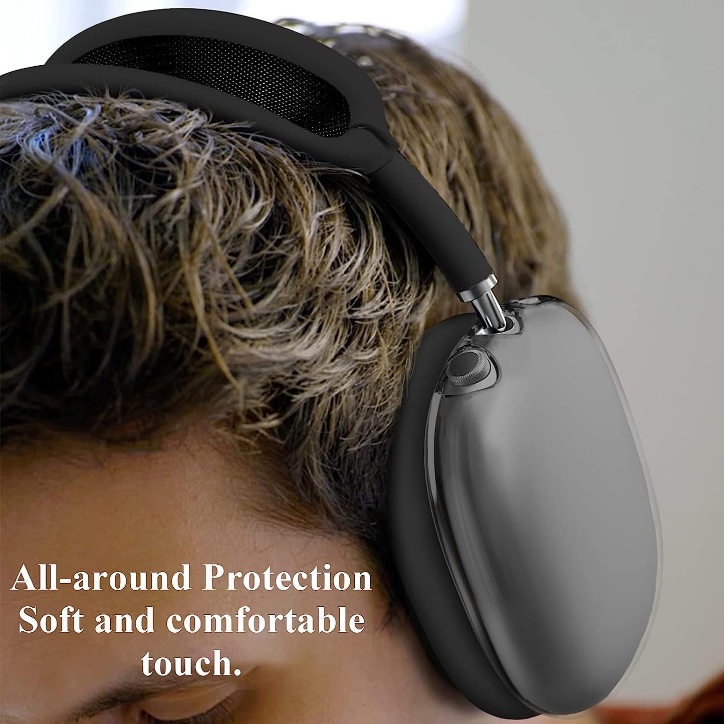 JDHDL [3 in 1] for Airpods Max Case Cover, Clear Soft TPU Earcup Case Cover+Slicone Earpad Cover+Silicone Overhead Cover, Transparent Protective Case for Apple Airpods Max Accessories(Black)  JDHDL   