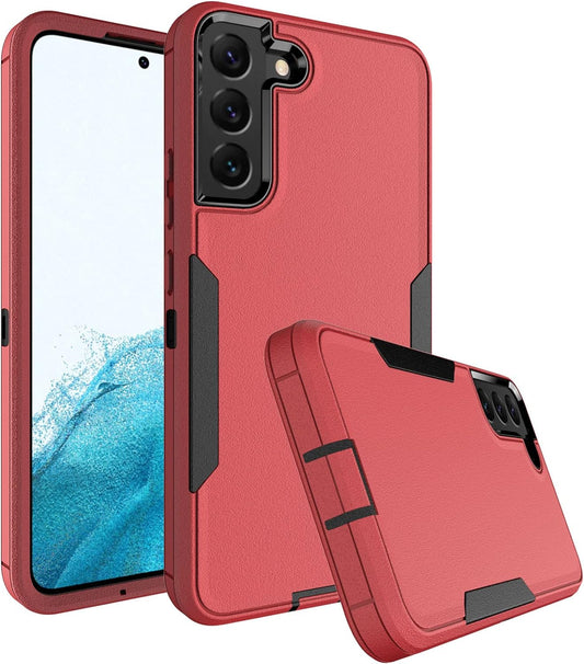 Dahkoiz for Samsung Galaxy S22 Case, Dust-Proof Port Cover, Full Body Durable Silicone Rubber Phone Case for Samsung Galaxy S22 5G, Black/Red  UNISMART INC   