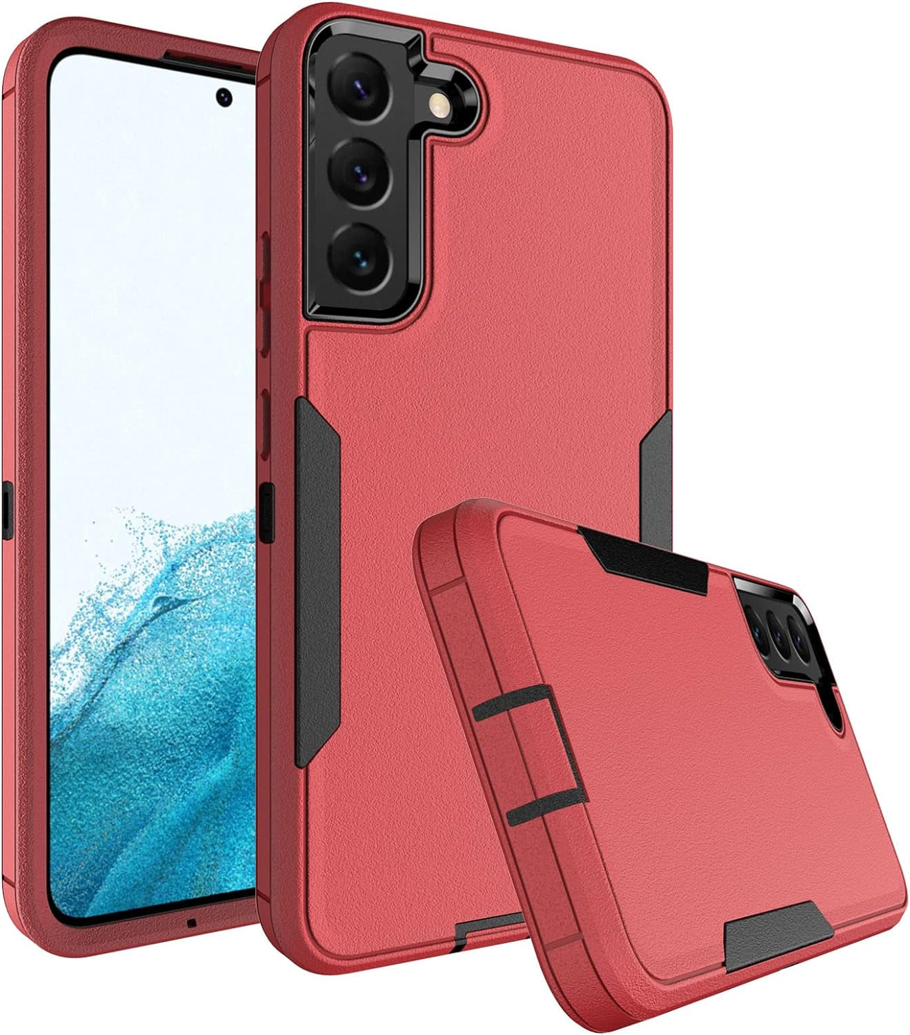 Dahkoiz for Samsung Galaxy S22 Case, Dust-Proof Port Cover, Full Body Durable Silicone Rubber Phone Case for Samsung Galaxy S22 5G, Green/Grey  UNISMART INC Galaxy S22 Case Black/Red Galaxy S22 