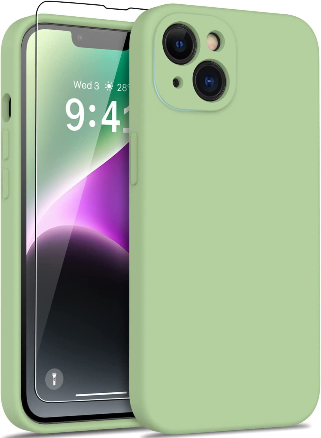 DEENAKIN Iphone 14 Case with Screen Protector,Enhanced Camera Cover,Passing 16Ft Drop Tested Soft Silicone Gel Rubber,Slim Fit Protective Phone Case for Iphone 14 6.1" Army Green  DEENAKIN Tea Green  