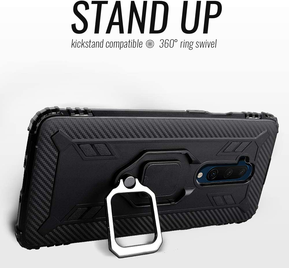Shields up Oneplus 7 Pro Case | Carbon | Ultra Slim | Scratch Resistant | Shockproof | Kickstand | 10Ft Drop Tested - Black  Shields Up inc   