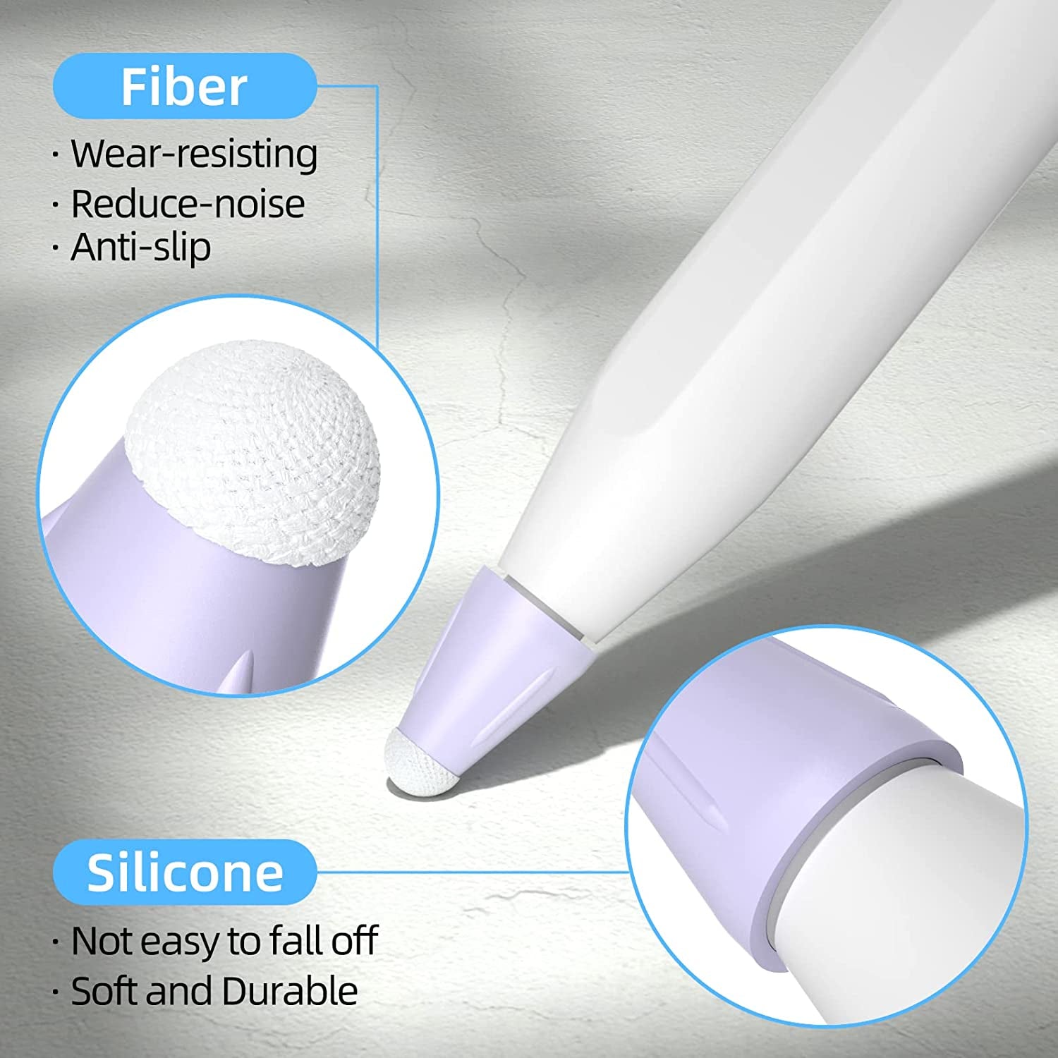 Joosko Compatible with Apple Pencil Tips Cover Case, Silicone Fber Nib Case [10 Pack] , Noiseless Non-Slip Silicone Fiber Nib Cap Case for Apple Pencil 2 Generation /1St Gen. (Lavender Purple)  JOOSKO   