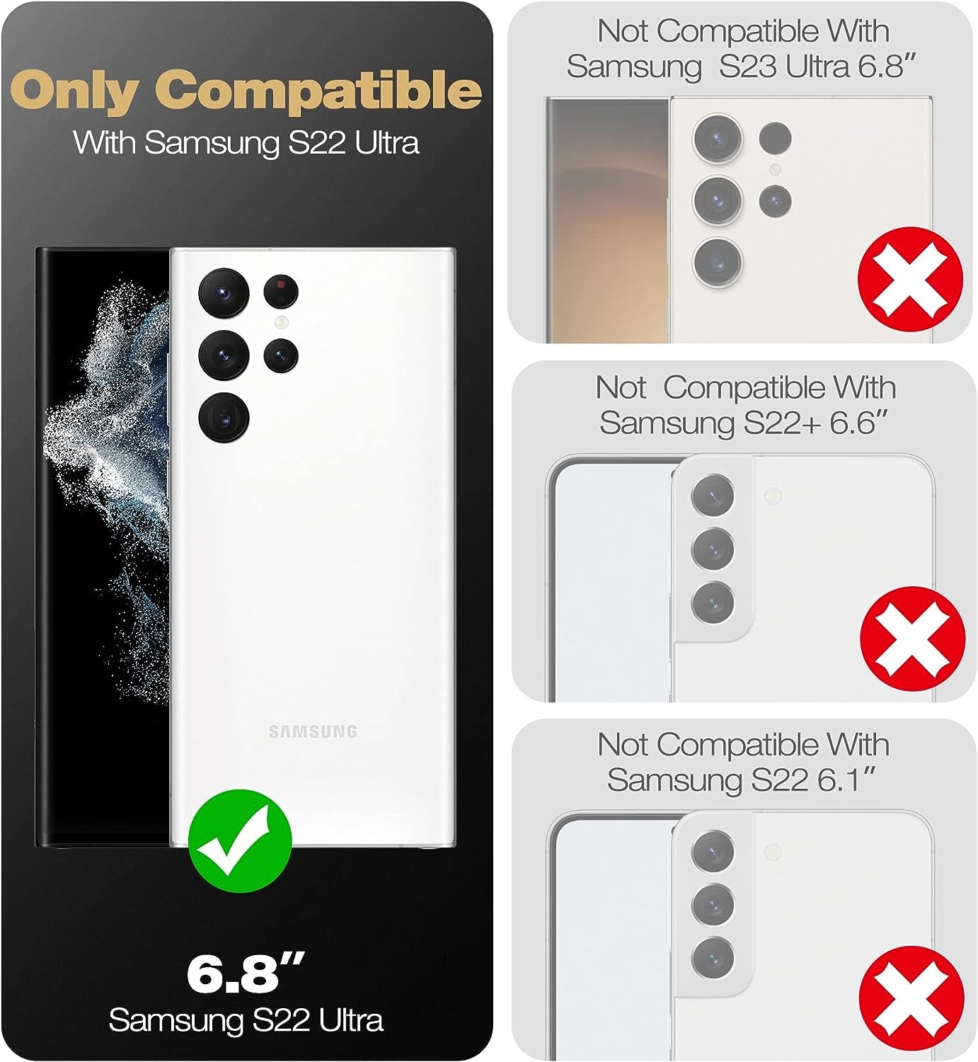 Dexnor for Samsung Galaxy S22 Ultra Case with Screen Protector,Translucent 360 Full Body Rugged Protective Shockproof Hard Cover Heavy Duty Defender Bumper for Samsung Galaxy S22 Ultra 5G 6.8''-Black  Dexnor   