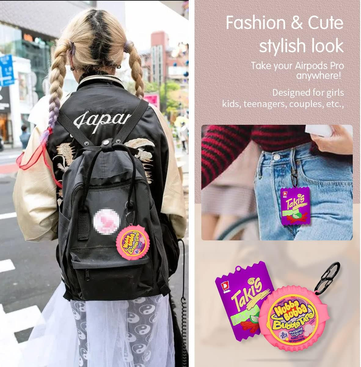 [2Pcs] Cute Case for Galaxy Buds Live Case 2020/Galaxy Buds Pro Case/Galaxy Buds 2 Case 2021, Cute 3D Fun Fashion Food Design Silicone Protective Skin for Girl Boys(Bubble Gum+Purple Potato Chips)  YIPINJIA   