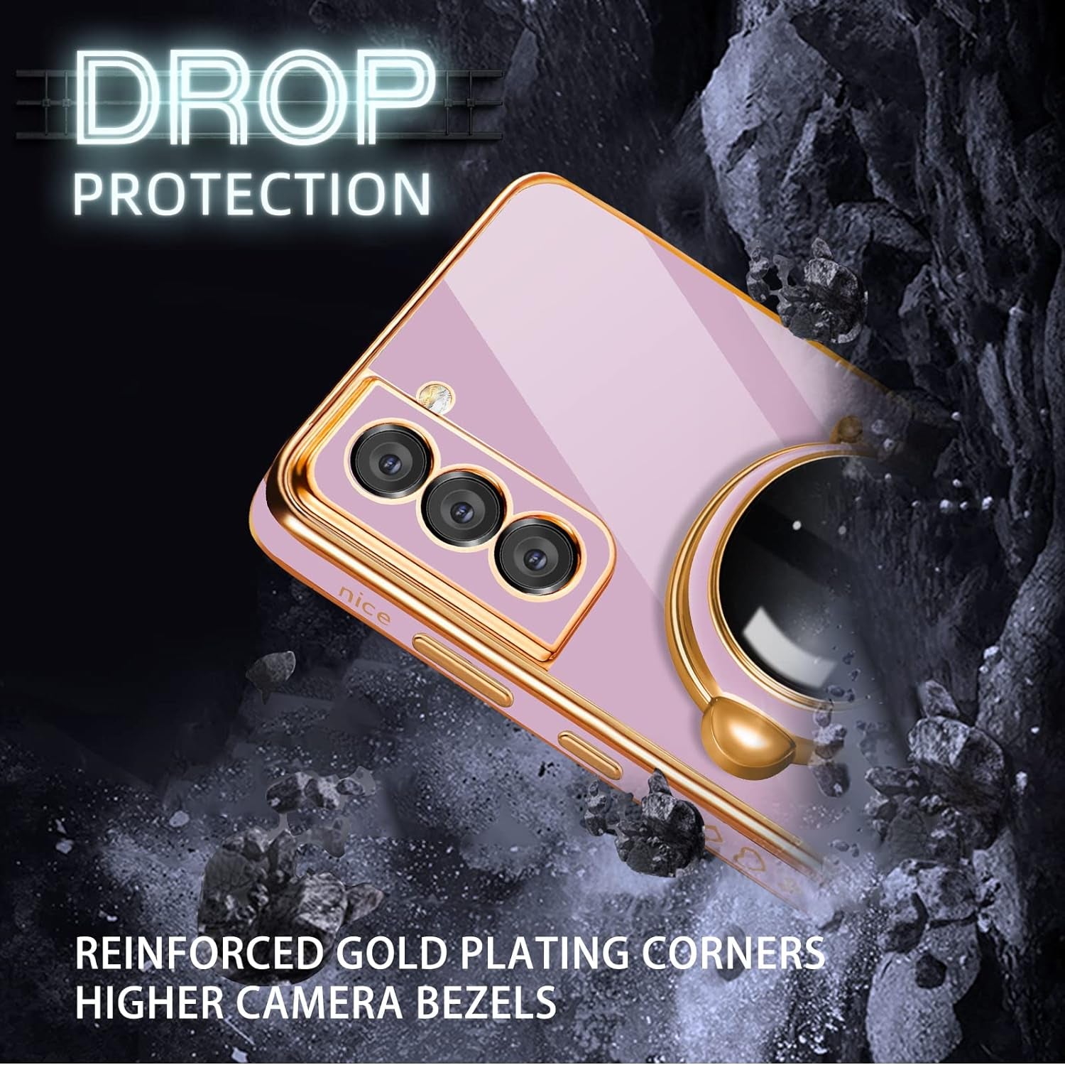 Buleens for Samsung Galaxy S21 plus Case with Astronaut Stand, Women Girls Galaxy S21 plus Cases, Girly Cute 6D Outer Space Heart Pattern Phone Cover for S21+ 6.7 Inch Purple  Buleens   