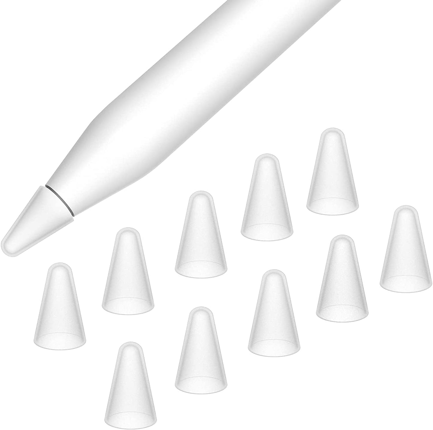 Moko [10 Pack Pencil Tips Cover Fit Ipad Pencil, Compatible with Apple Pencil 1St Gen/Pencil 2Nd Generation, Pen Nibs Cover for Drawing Writing Anti-Slip Silicone Lightweight Protective Case, Gray  MoKo Clear  