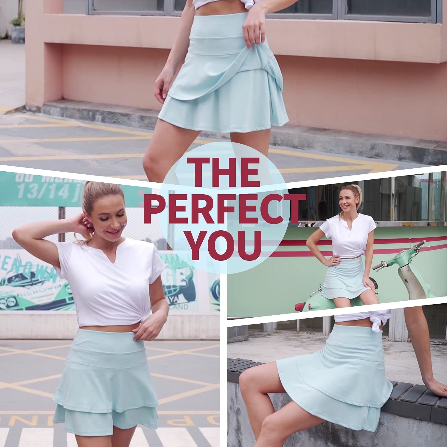 WOWENY Women'S Active Skort Athletic Ruffle Pleated Tennis Skirt with Pocket for Running Golf Workout  WOWENY   