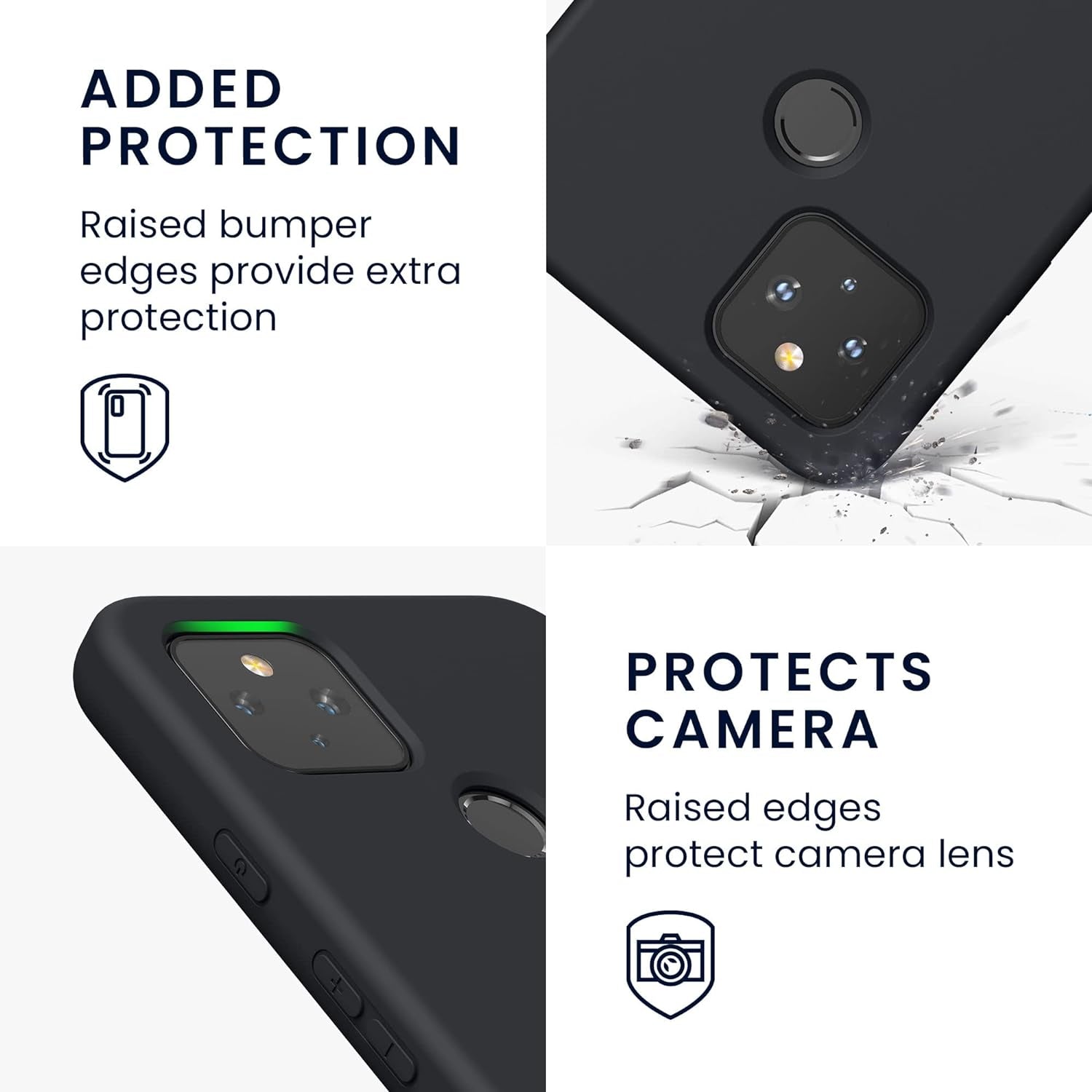 Kwmobile Case Compatible with Google Pixel 4A 5G Case - Slim Protective TPU Silicone Phone Cover - Black Matte  KW-Commerce   