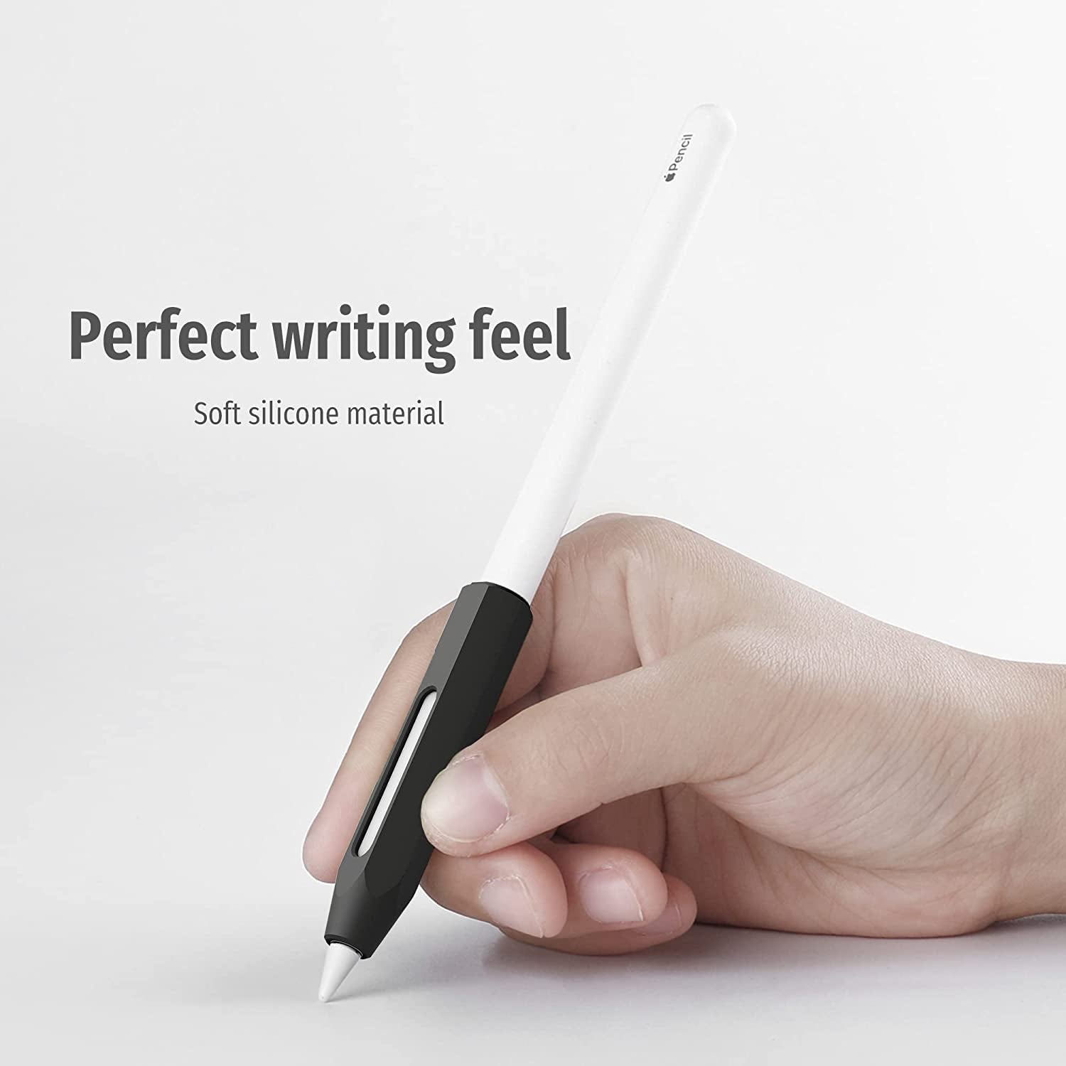 Grip Holder for Apple Pencil 2Nd Generation Accessories,Protective Silicone Sleeve Cover Ergonomic Design Compatible with Magnetic Charging and Double Tap,Black  Litumfen   