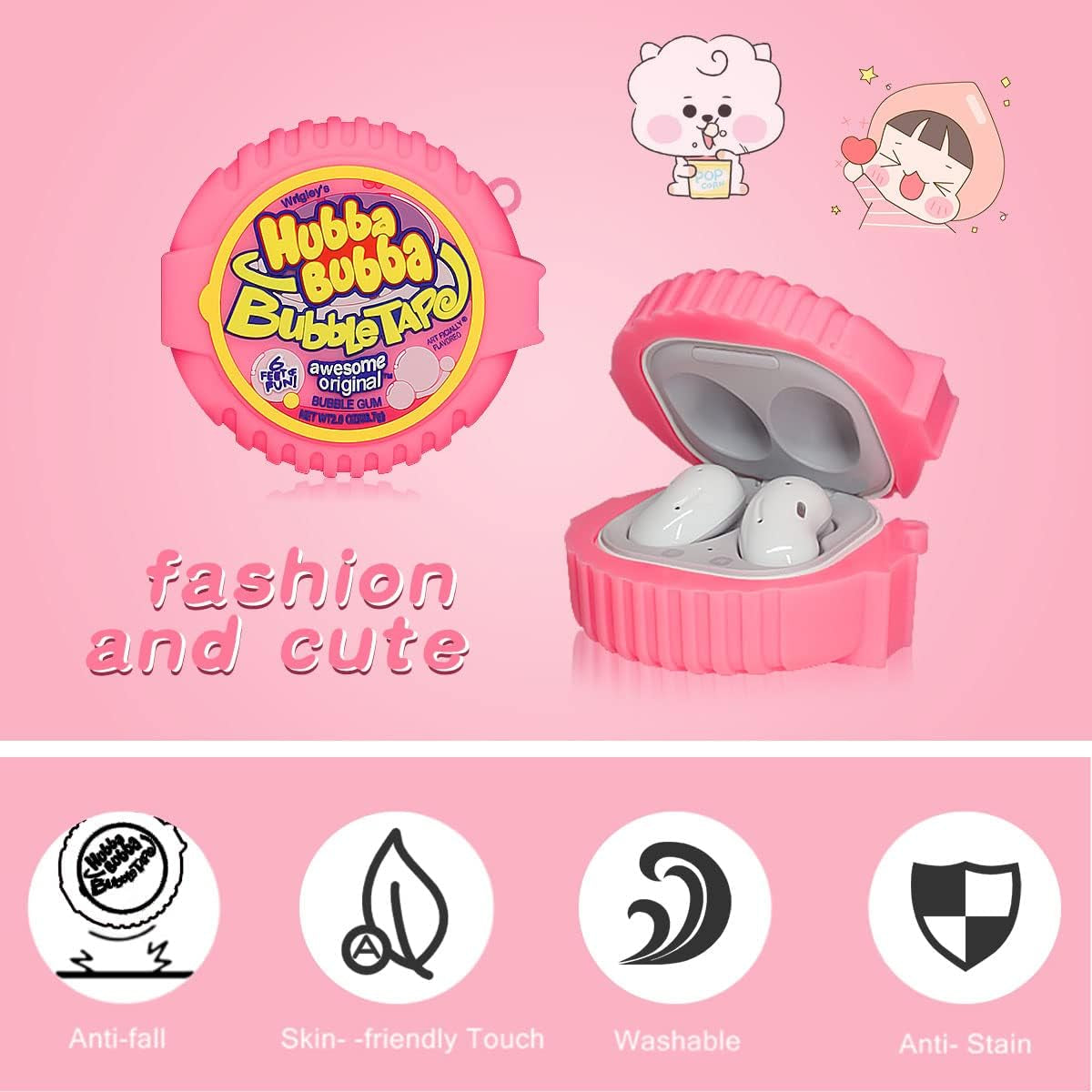 [2Pcs] Cute Case for Galaxy Buds Live Case 2020/Galaxy Buds Pro Case/Galaxy Buds 2 Case 2021, Cute 3D Fun Fashion Food Design Silicone Protective Skin for Girl Boys(Bubble Gum+Purple Potato Chips)  YIPINJIA   