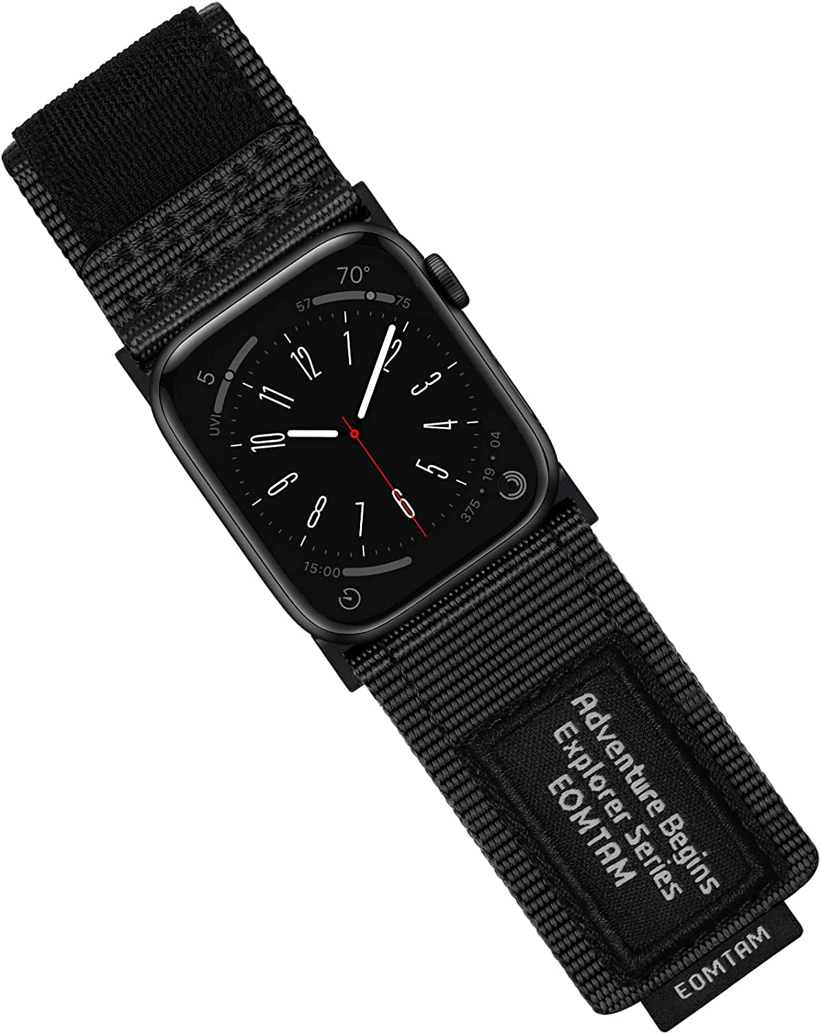 EOMTAM Men Width 30MM Adjustable Nylon Strap for Apple Watch Band Ultra 49Mm 45Mm 44Mm 42Mm 41Mm 40Mm 38Mm, Rugged Sport Soft Woven Wristband for Iwatch Series 8 SE 7 6 5 4 3  EOMTAM Black-Gray 42/44/45/49MM 