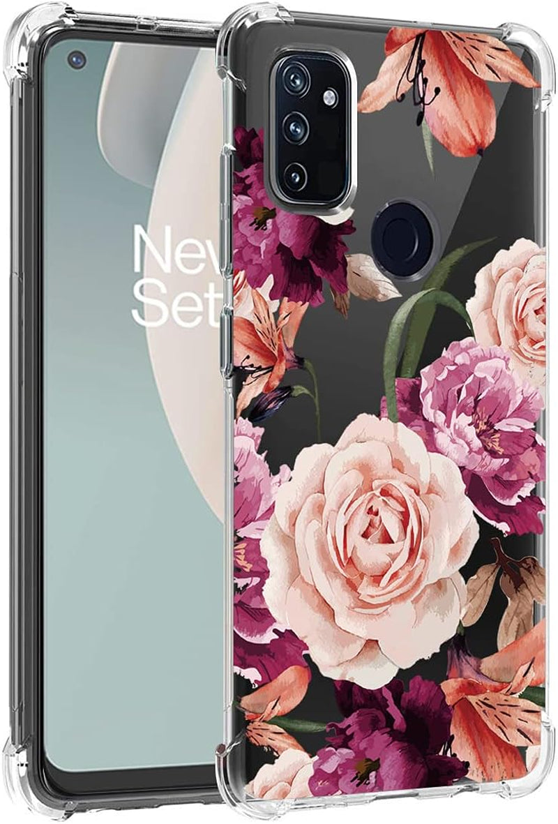 Sidande Case for Oneplus Nord N100 Case, Oneplus N100 Case for Girls Women, Clear Floral Soft Flexible TPU Slim Phone Protective Case Cover for Oneplus Nord N100 (Purple Flower)  Sidande   