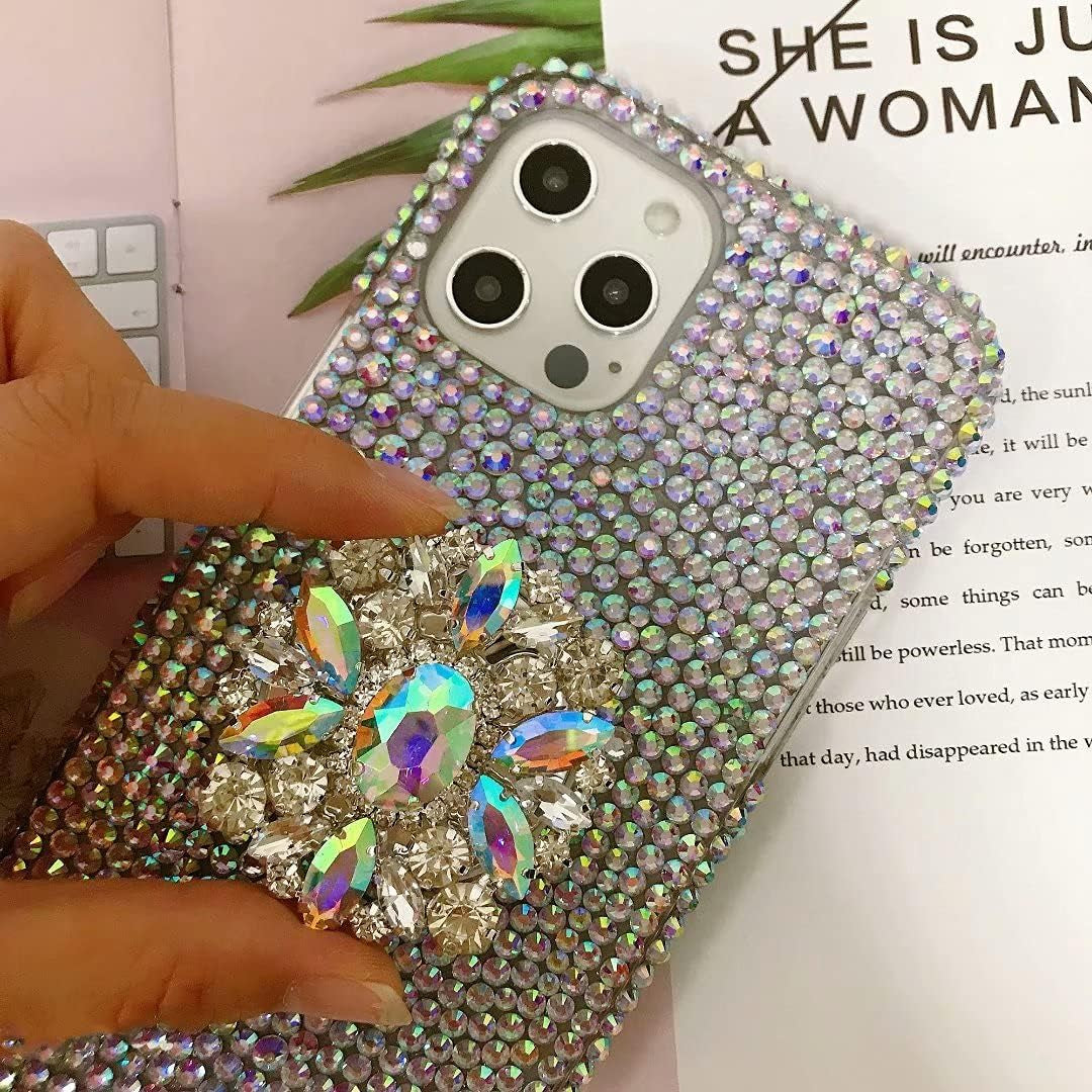 Max-Abc Compatible with LG G8/LG G8 Thinq Glitter Case,3D Diamond Crystal Rhinestone Women Girls Rainbow Shiny Sparkle Bling Glitter Protective Phone Case Cover with Kickstand  Max-ABC   