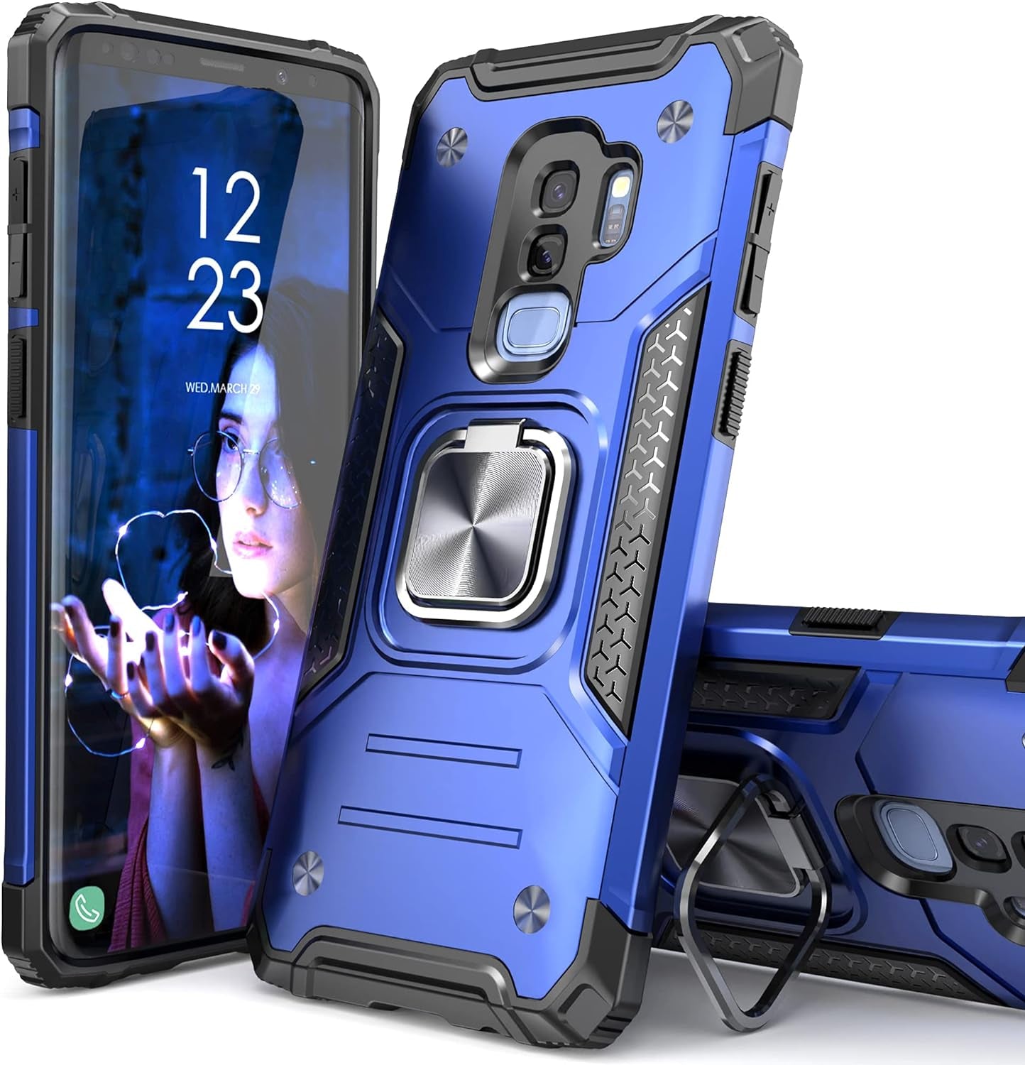 Idystar Galaxy S9 plus Case, Hybrid Drop Test Cover with Car Mount Kickstand Slim Fit Shockproof Protective Phone Case for Samsung Galaxy S9 Plus, Red  IDYStar Blue  