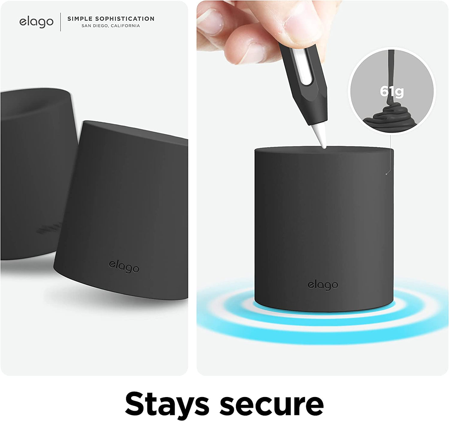 Elago Pencil Stand Compatible with Apple Pencil 1St, 2Nd Generation and Any Tablet Stylus with or without Pencil Case or Sleeve, Durable Silicone Stand, Desk Organization, Tip Protection [Black]  elago   