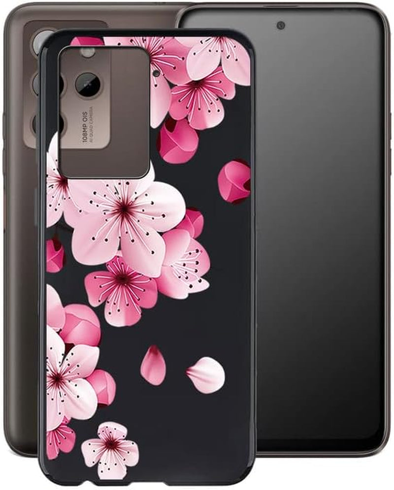 WIMSPEED Case for HTC U23 Pro (6.7"), Black Soft TPU Bumper Phone Case, Slim Shockproof Silicone Military Grade Drop Protective Shell for HTC U23 Pro - Camellia  WIMSPEED Peach Blossom  