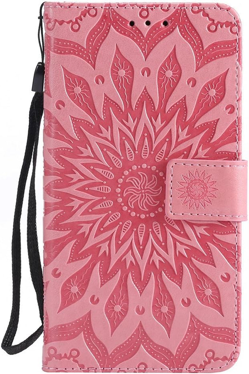 ISADENSER LG V30 Case LG V30S Case Sunflower Series as Case with Shockproof Kickstand Credit Card Holder Flip Magnetic Closure Protection Wallet Leather PU Case Cover for LG V30 plus Pink Sunflower  ISADENSER   