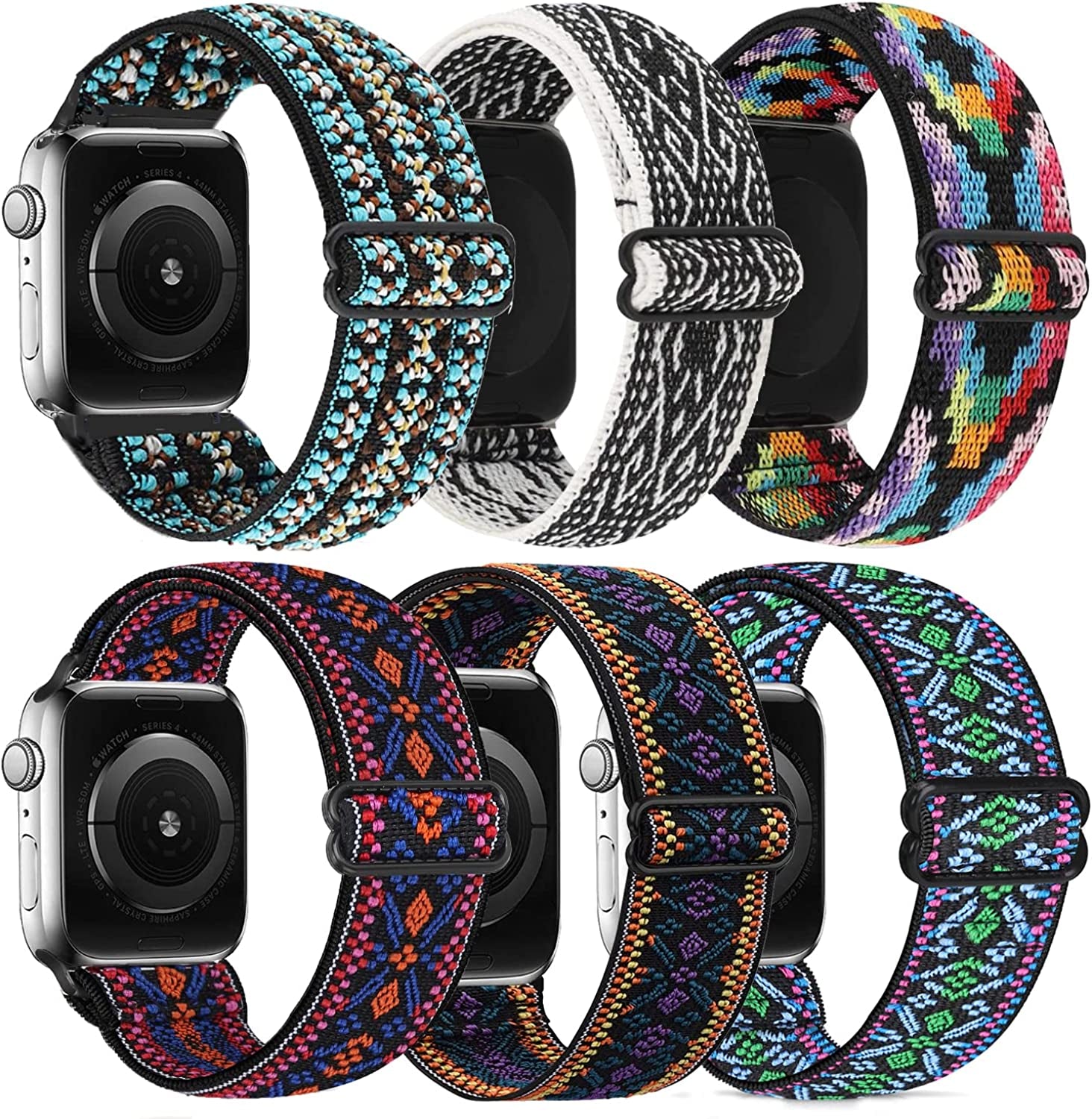 Adjustable Elastics Band Compatible with Apple Watch 38Mm 40Mm 41Mm 42Mm 44Mm 45Mm, Sport Solo Loop Stretch Nylon Replacement Wristband for Iwatch SE Series 8 7 6 5 4 3 2 1  LHXYUO   