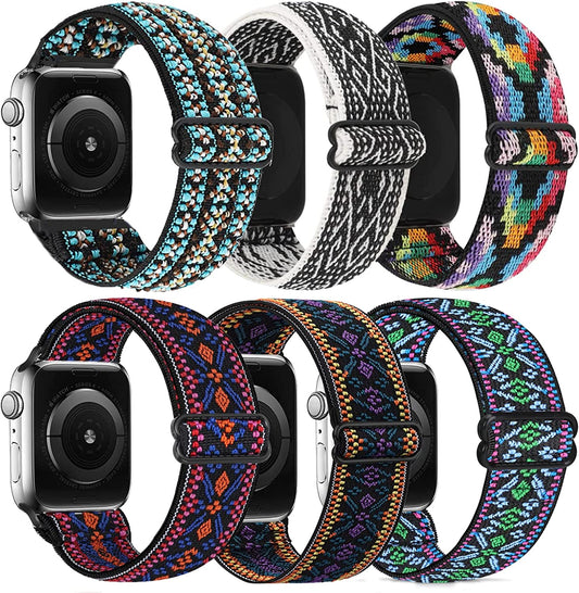 Adjustable Elastics Band Compatible with Apple Watch 38Mm 40Mm 41Mm 42Mm 44Mm 45Mm, Sport Solo Loop Stretch Nylon Replacement Wristband for Iwatch SE Series 8 7 6 5 4 3 2 1  LHXYUO   