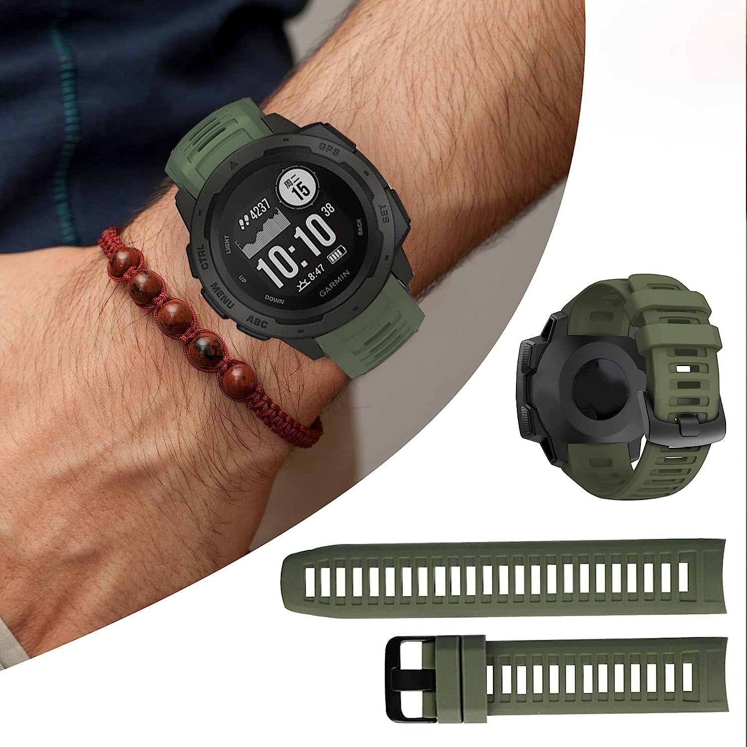 GERSIK Compatible with Garmin Instinct Bands, Soft Silicone Strap Sport Wristband Replacement for Garmin Instinct 2/Instinct Esports/Solar/Tide/Tactical GPS Smartwatch  GERSIK   