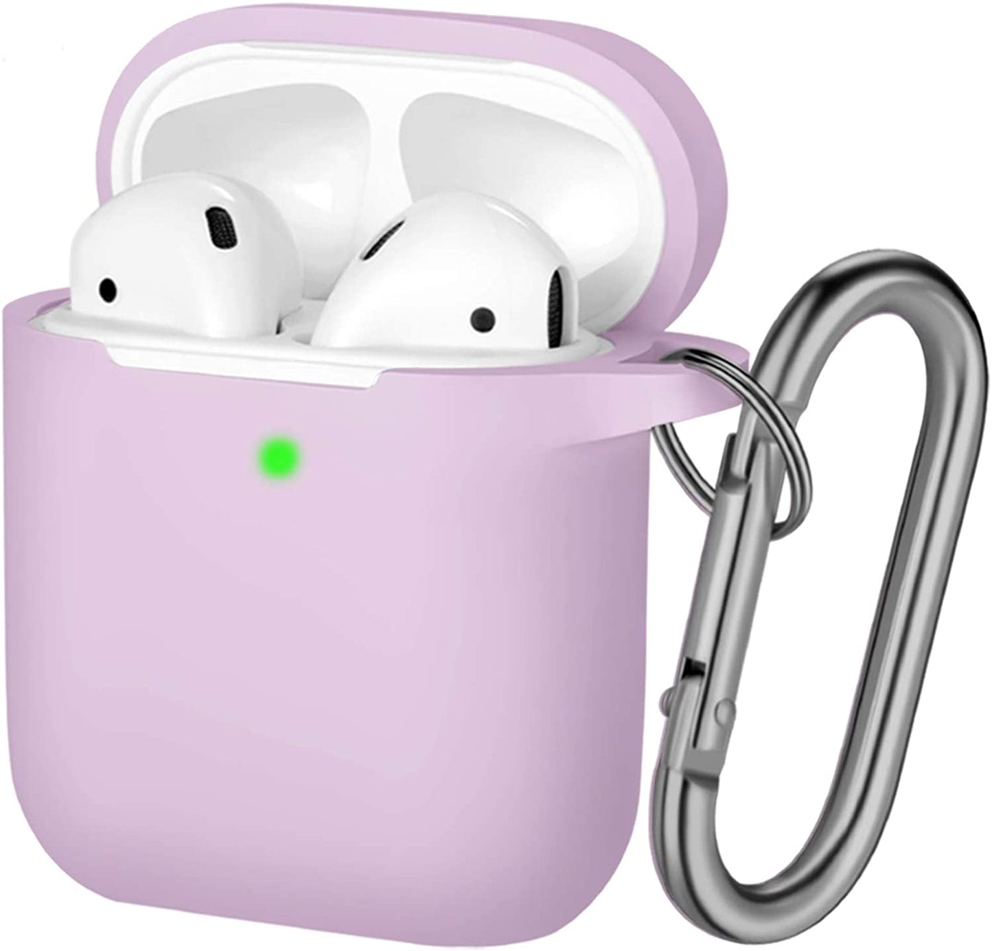 Hamile Cover Compatible with Airpods Case, Soft Silicone Protective Covers Skin (Front LED Visible) Designed for Airpod 2/ Airpod 1 Cases with Keychain Accessories, Women Girls Men Boys,Rose  Hamile Lavender  