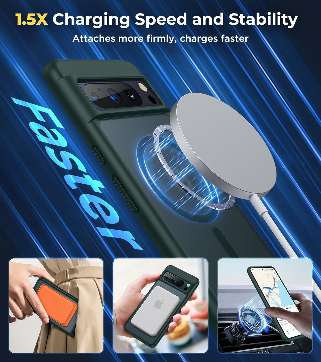 Humixx for Google Pixel 8 Pro Shockproof Case [Ultimate Silky Touch][Mil-Grade Drop Protection] Anti-Fingerprints Translucent Matte Hard Back Protective Slim Phone Cover for Pixel 8 Pro 6.7” Green  Humixx   