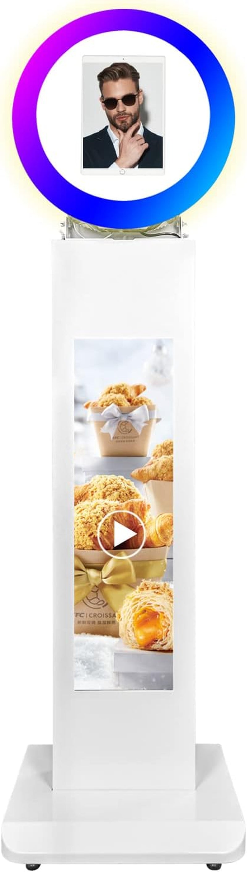 RXFSP Portable Photo Booth for 12.9" Ipad LCD Screen Selfie Machine Portable Metal Shell Adjustable Stand Photobooth Machine with RGB LED Ring Light for Wedding Halloween Christmas  RXFSP Lcd Screen Ipad Shell for 10.9/11"iPad 