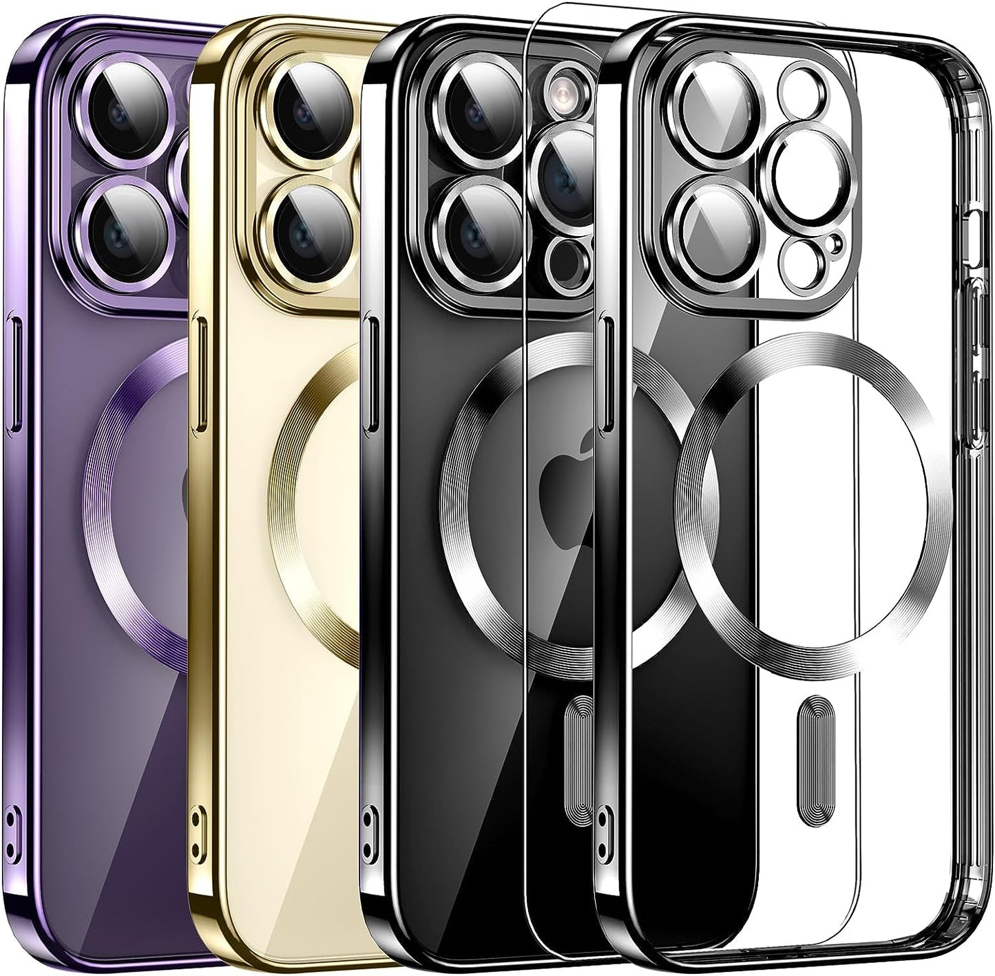 Magnetic Clear for Iphone 14 Pro Max Case with Magsafe [Integrated Camera Glass] Women Phone Case [Original Iphone Exterior] Silicone Cover Slim Thin [Non-Yellowing] Anti-Fingerprint Scratch Men  DOSNTO C-Black Iphone 14 Pro Max 6.7 Inch 