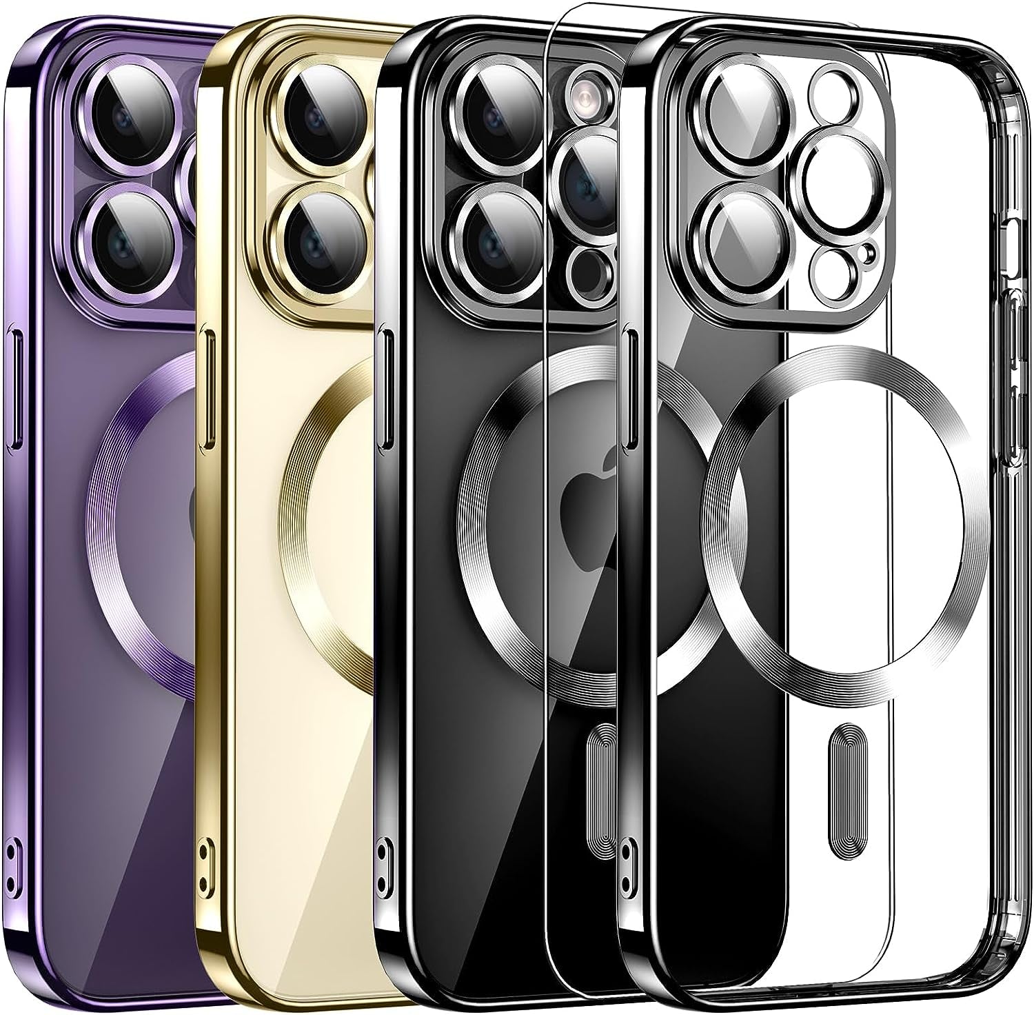 Magnetic Clear for Iphone 14 Pro Max Case with Magsafe [Integrated Camera Glass] Women Phone Case [Original Iphone Exterior] Silicone Cover Slim Thin [Non-Yellowing] Anti-Fingerprint Scratch Men  DOSNTO C-Black Iphone 14 Pro Max 6.7 Inch 