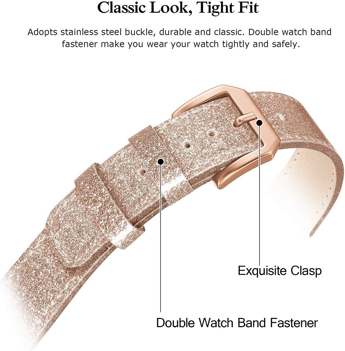 SWEES Compatible for Samsung Galaxy Watch 5 Band 40Mm 44Mm / Galaxy Watch 5 Pro Band 45Mm / Galaxy Watch 4 Band, 20Mm Slim Thin Genuine Leather Replacement Bands for Galaxy Watch 4 Classic Women Men  SWEES   