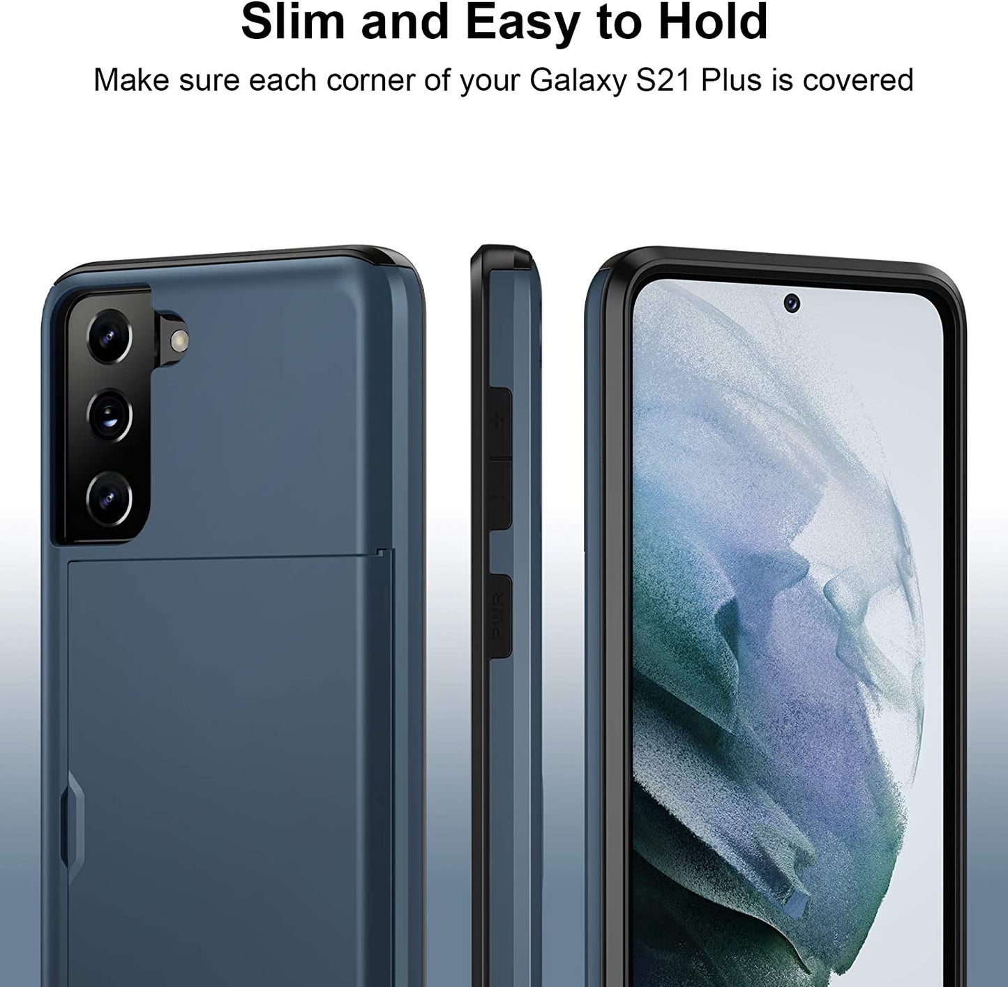 Jiunai for Samsung S21 plus Case, Galaxy S21 plus Case Credit Card Ids Cash Holder Shell Wallet Case Slide Cover Dual Layer Rubber Cover Phone Case for Samsung Galaxy S21 plus 5G 6.7'' 2021 Navy  Jiunai   