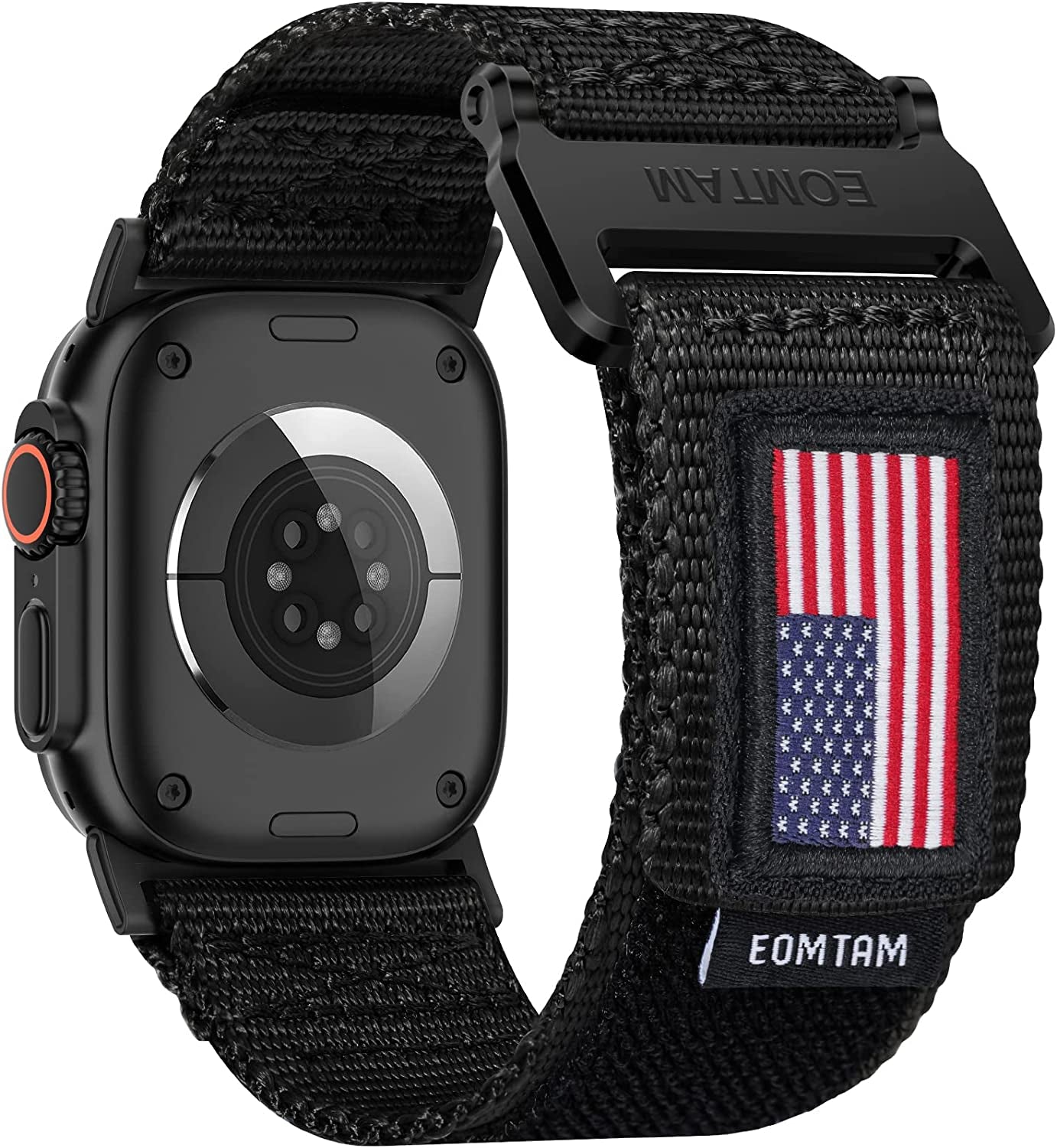 EOMTAM Width 30MM Men Soft Nylon Strap for Apple Watch Band Ultra 49Mm 45Mm 44Mm 42Mm 41Mm 40Mm 38Mm, Rugged Sport Woven Adjustable Wristband for Iwatch Series 8 SE 7 6 5 4 3  EOMTAM Black-Blue USA Flag Extra Large 42/44/45/49MM 