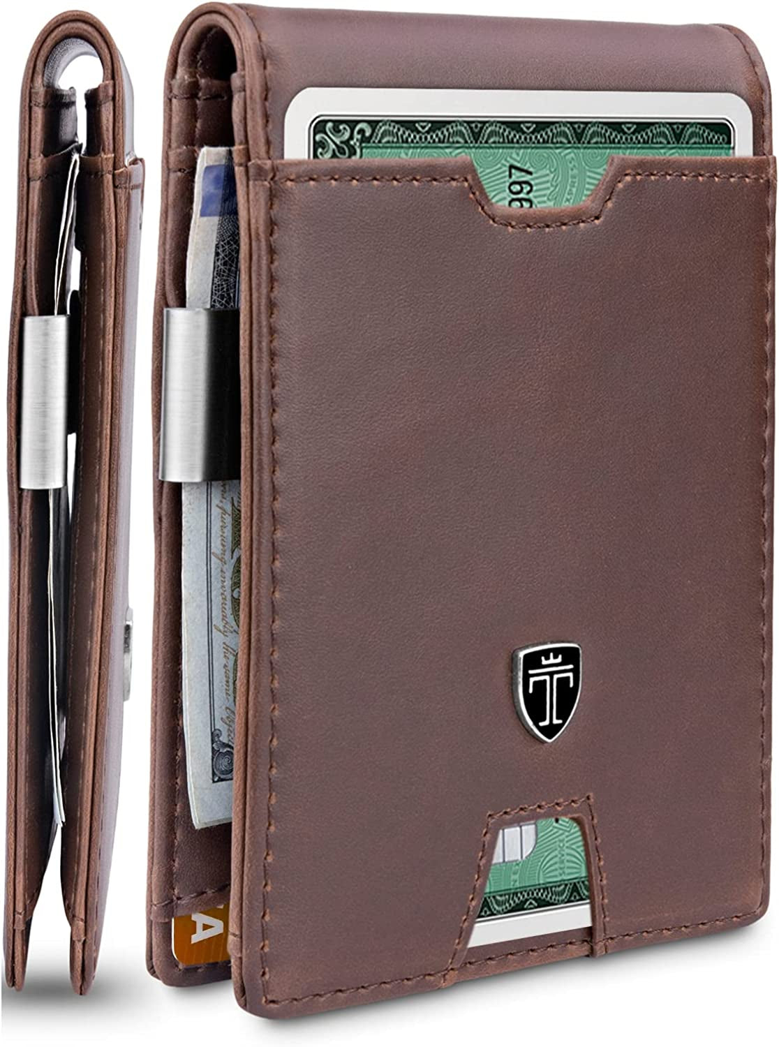 TRAVANDO Mens Slim Wallet with Money Clip AUSTIN RFID Blocking Bifold Credit Card Holder for Men with Gift Box  TRAVANDO Chocolate Brown  