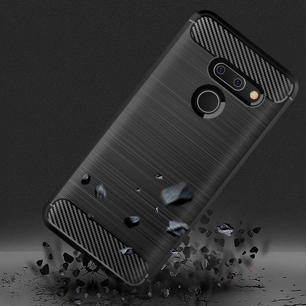 Phone Case for LG G8 Thinq with Tempered Glass Screen Protector Cover and Cell Accessories Slim Thin Soft TPU Silicone Rugged Rubber Protective LGG8 Thin Q G 8 LG8 G8Thinq Lgg8Thinq 8G Cases Men Black  Asuwish   