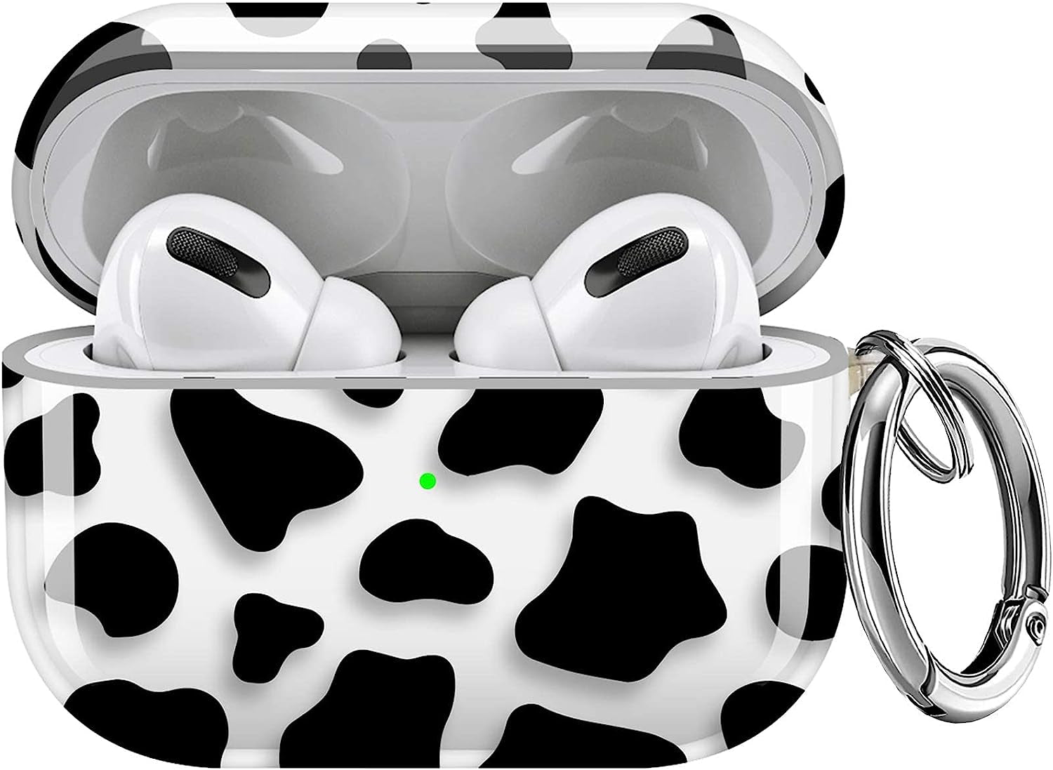 Maxjoy for Airpods Pro Case Cover, Clear Flower Pro Case for Women Men Cute Soft Protective Floral Ipod Pro Case with Keychain Clip for Airpods Pro Charging Case 2019, Transparent  Maxjoy White + Black  