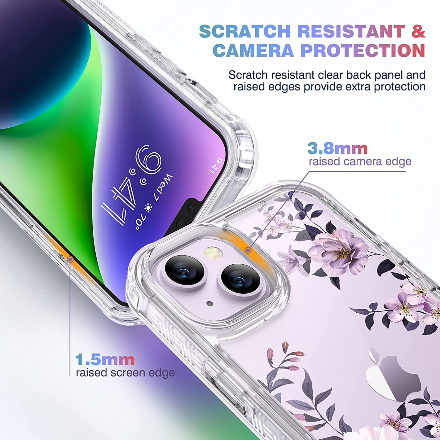 Diaclara Designed for Iphone 14 Case, Full Body Rugged Case with Built-In Touch Sensitive Anti-Scratch Screen Protector, with Camera Lens Protector for Iphone 14 6.1" (Camellia)  Diaclara   