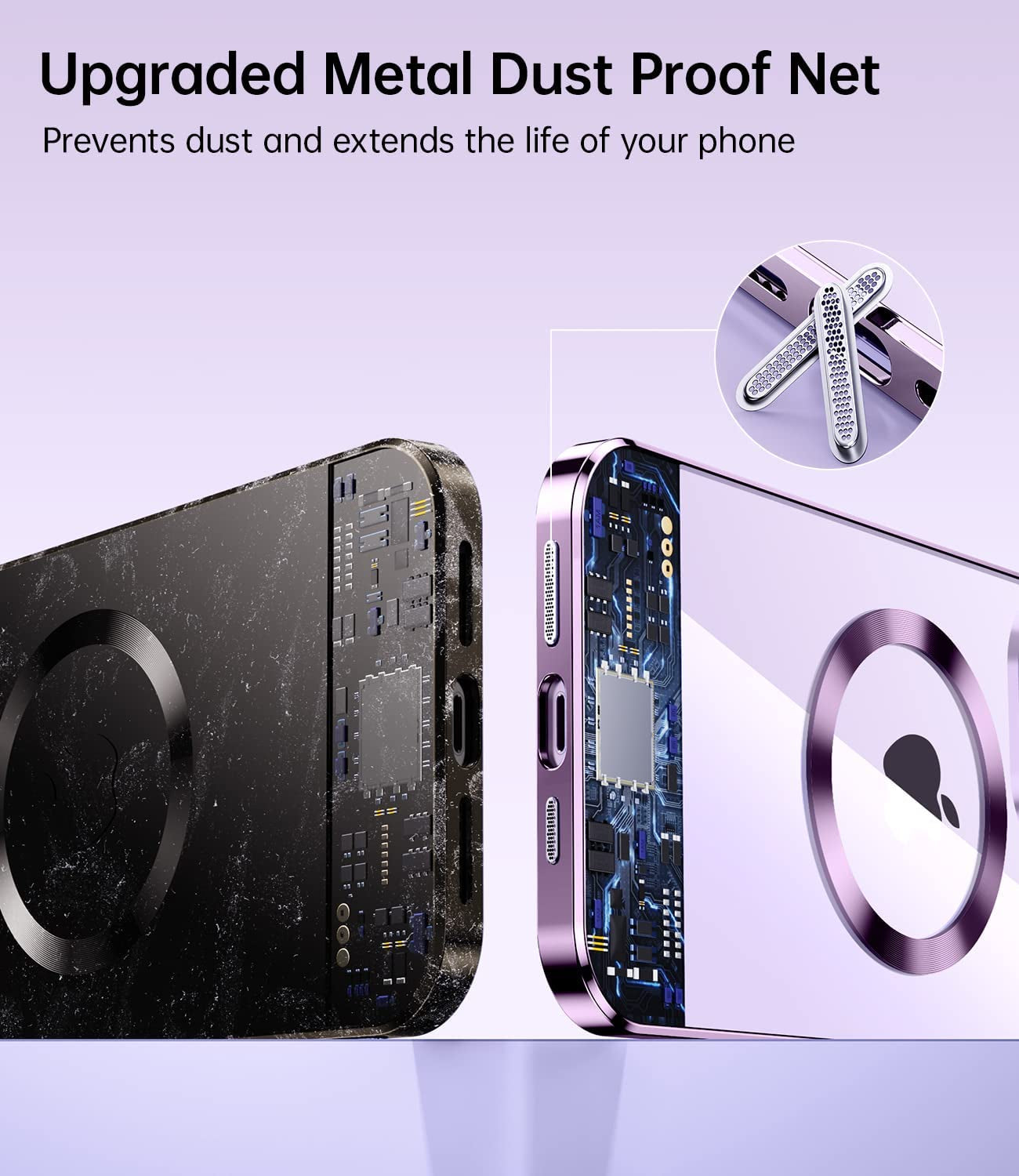 JUESHITUO Magnetic Matallic Glossy Clear for Iphone 14 Case with Full Camera Cover Protection [No.1 Strong N52 Magnets] [Military Grade Drop Protection] for Women Girls Phone Case (6.1")-Purple  JUESHITUO   