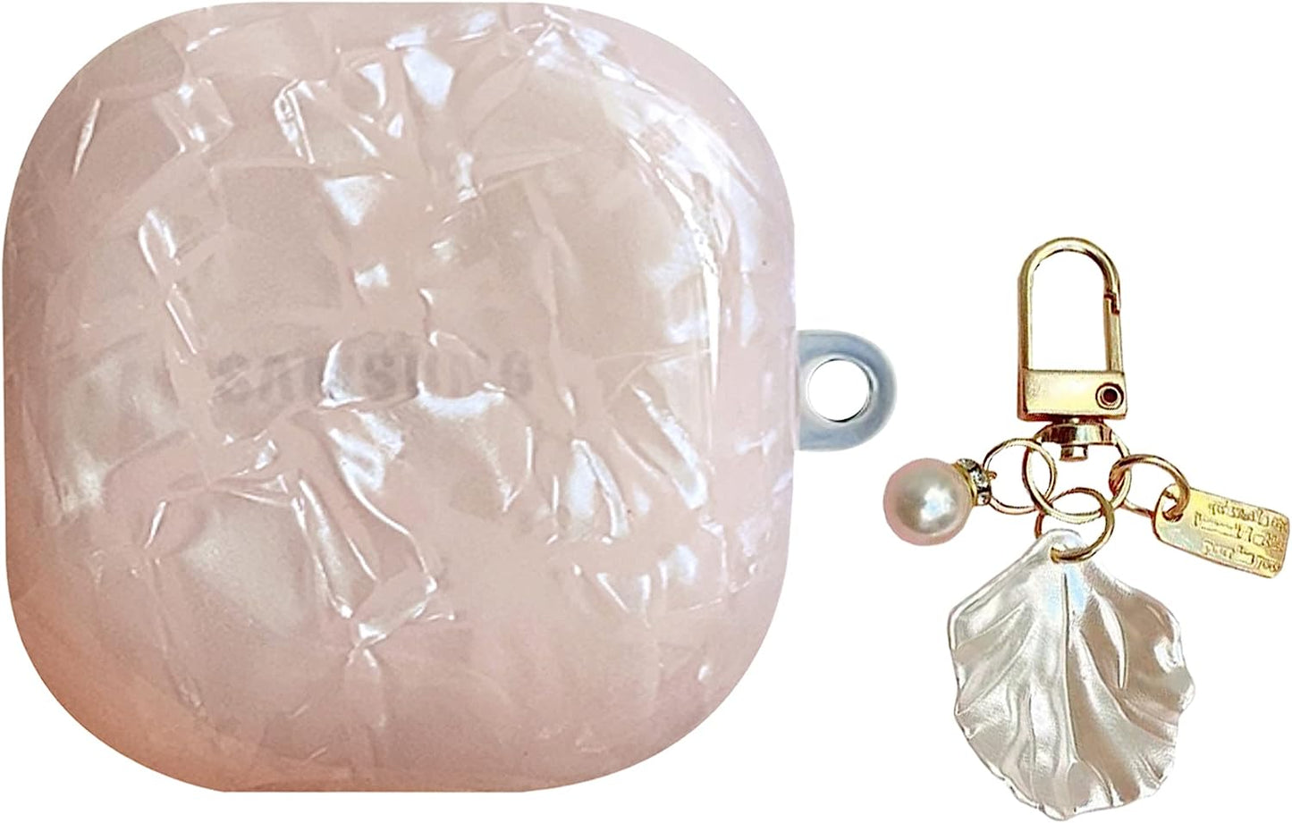 HENJI Case for Samsung Galaxy Buds 2 Case (2021) / Galaxy Buds Pro Case (2021) / Galaxy Buds Live Case (2020), Full Protective Pearl Shell Cover with Pearl Keychain for Women Girl (Leopard Grain B)  HENJI Pink  