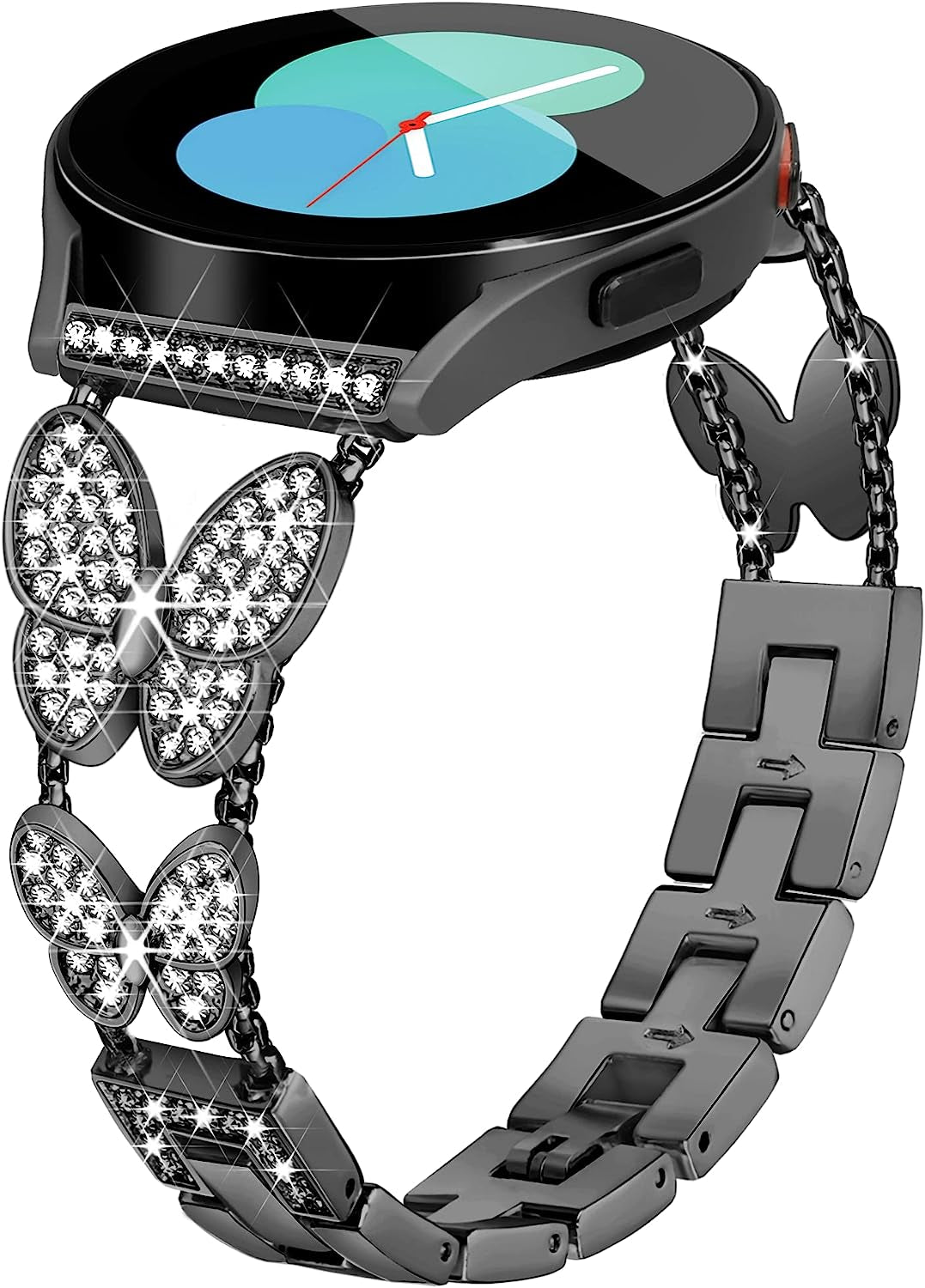 G-Ficu Galaxy Watch 4 Band 20Mm Butterfly Band for Samsung Galaxy Watch 5 & 4 Band 40Mm 44Mm, Women Bling Diamond Slim Band, Cute Luxury Metal Band for Watch 5 Pro/Watch 4 Classic 42Mm 46Mm/Watch 3 41Mm/Active 2(Rose Gold)  Green ficus Sparkling Black 20mm Width 