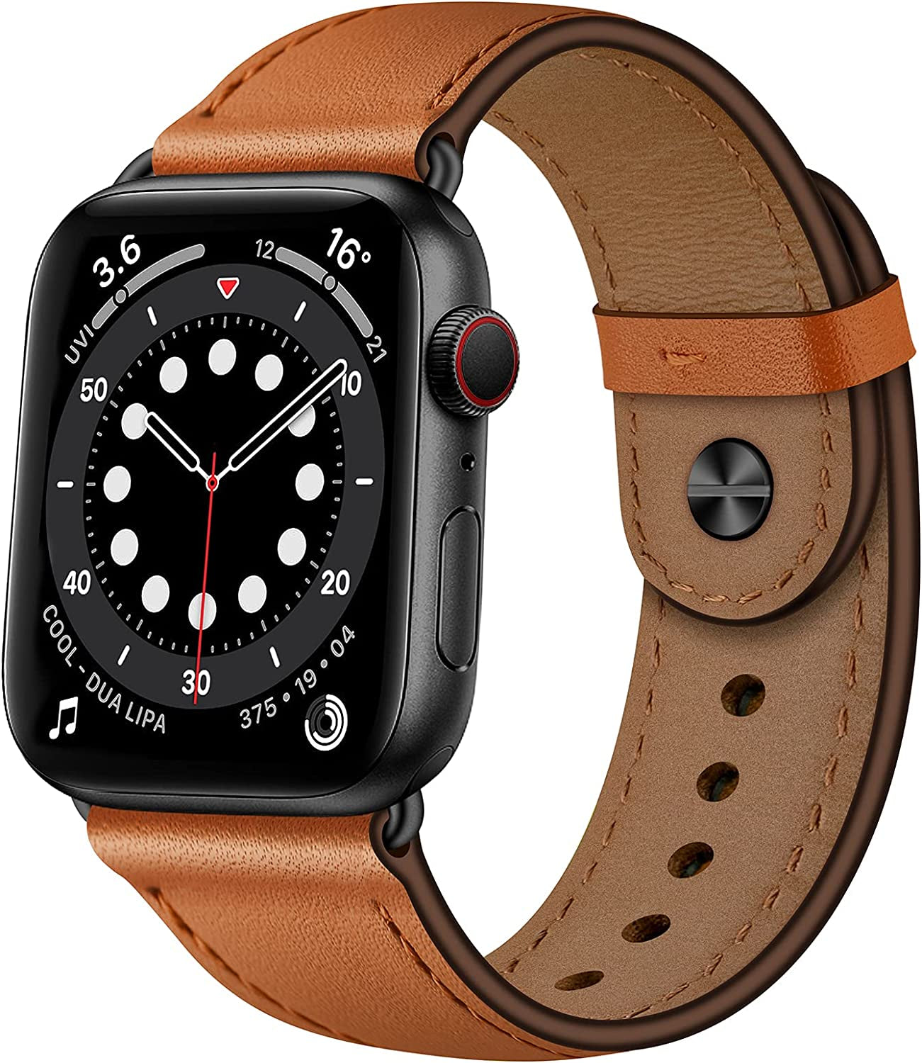 OUHENG Compatible with Apple Watch Band 49Mm 45Mm 44Mm 42Mm 41Mm 40Mm 38Mm, Genuine Leather Bands Strap for Iwatch Ultra SE2 SE Series 8 7 6 5 4 3 2 1 (Retro Brown/Black)  OUHENG Brown/Black 41mm/40mm/38mm 