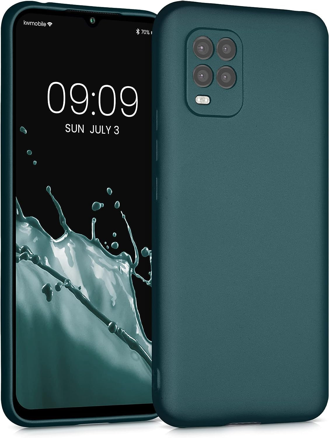 Kwmobile Case Compatible with Xiaomi Mi 10 Lite (5G) Case - Protective Slim TPU Phone Cover - Soft Matte Finish - Mango  KW-Commerce Metallic Teal  