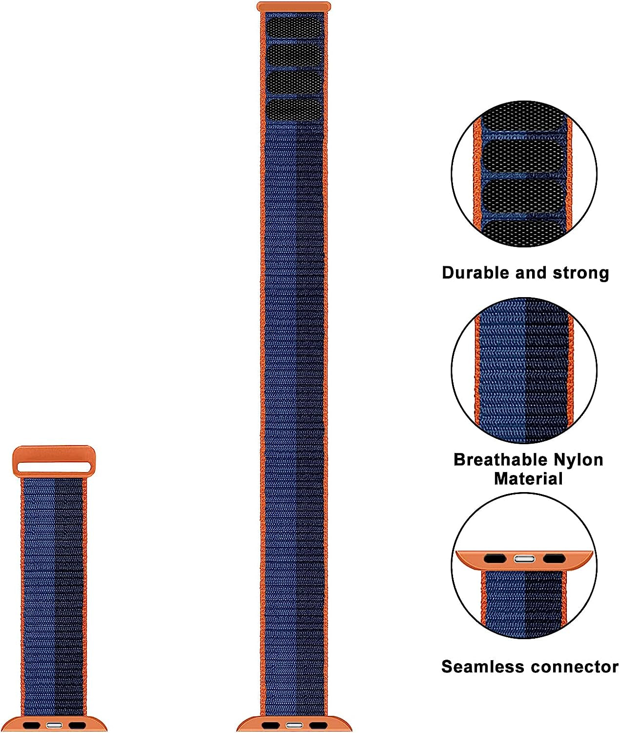 For Apple Watch Band 49Mm 45Mm 41Mm 44Mm 40Mm 42Mm 38Mm, Double Tour Nylon Sport Loop Strap Women Men Hook and Loop Fastener Bracelet for Iwatch Series Ultra 8 7 SE 6 5 4 3 2 1  SOLOLUP   